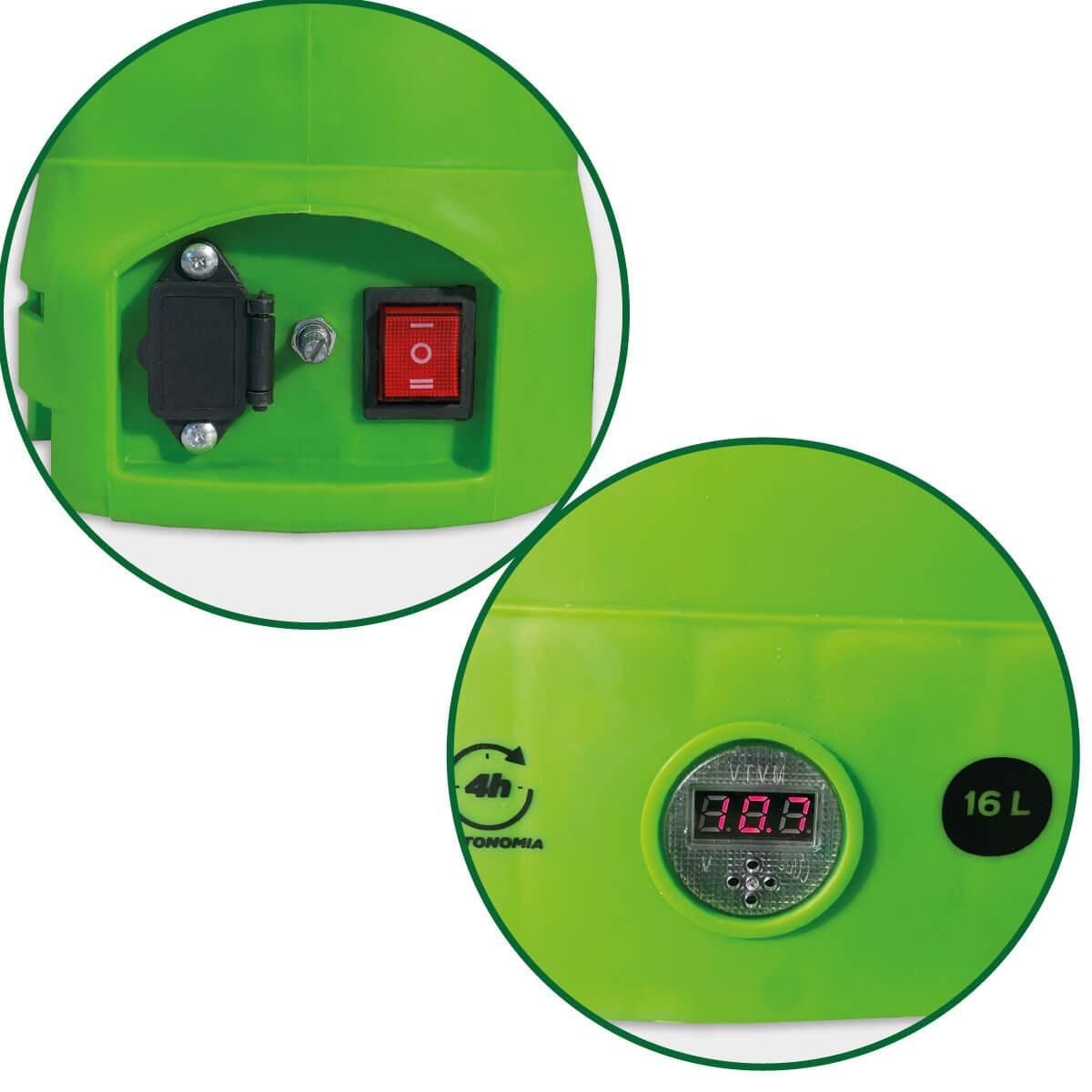 VITO Garden Pulvérisateur Electrique à Batterie Lithium 12V/8AH 16L 6 bars Chargeur Végetaux jardin toitures VITO