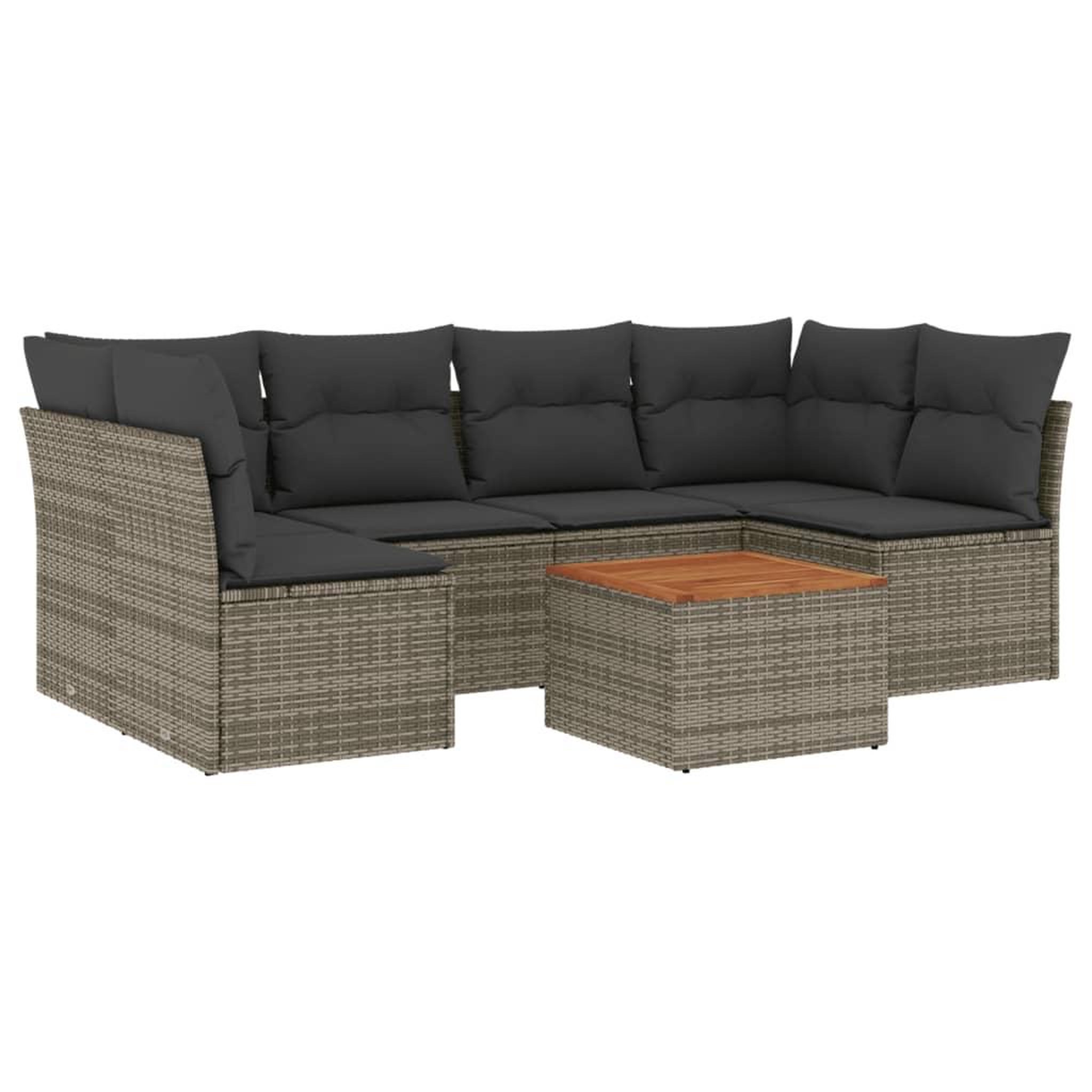 Voir la diapositive 2 : VIDAXL Salon de jardin avec coussins 7 pcs gris resine tressee