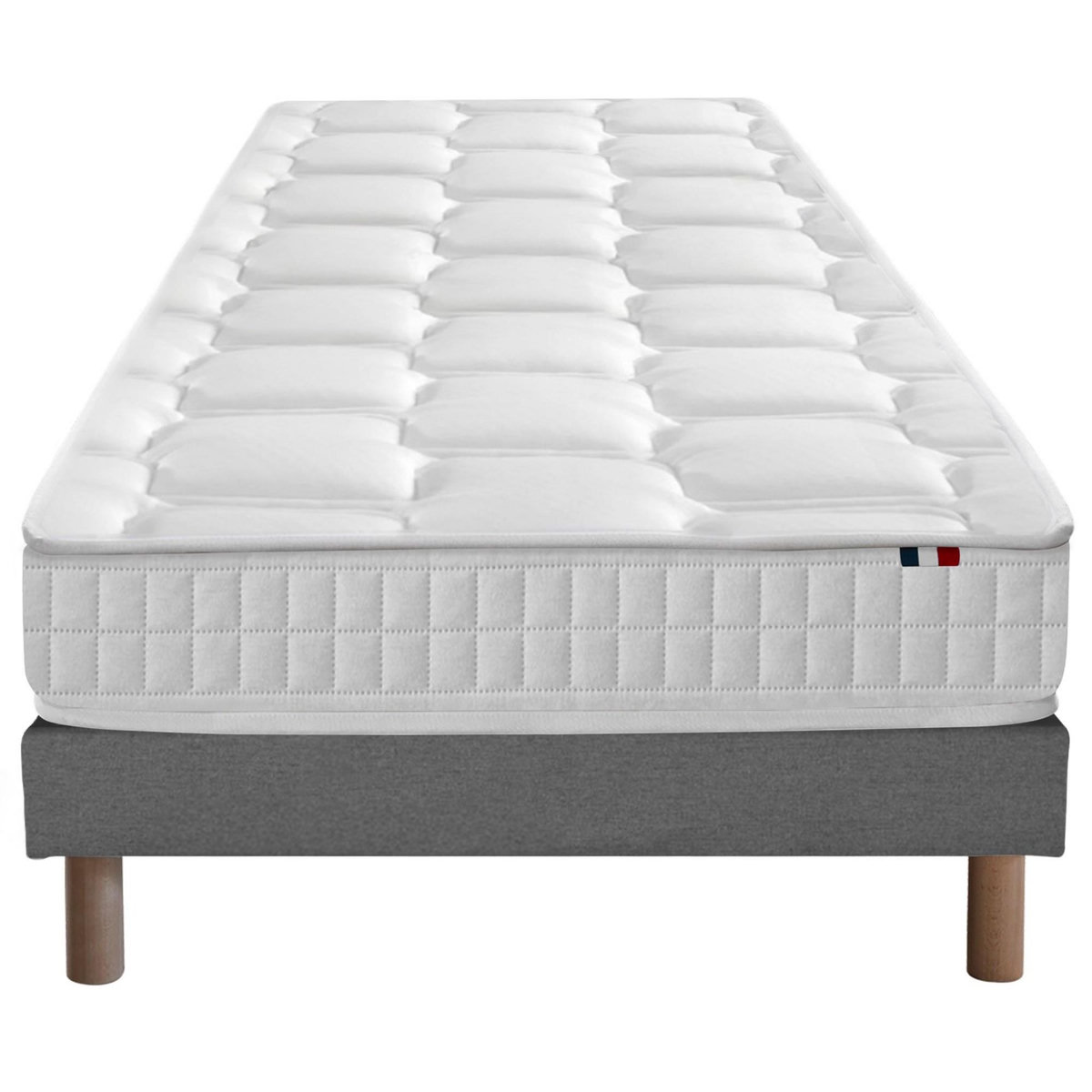 IDLITERIE Ensemble literie : matelas à ressorts ODYSSEE et mémoire de forme avec sommier - Qualité française
