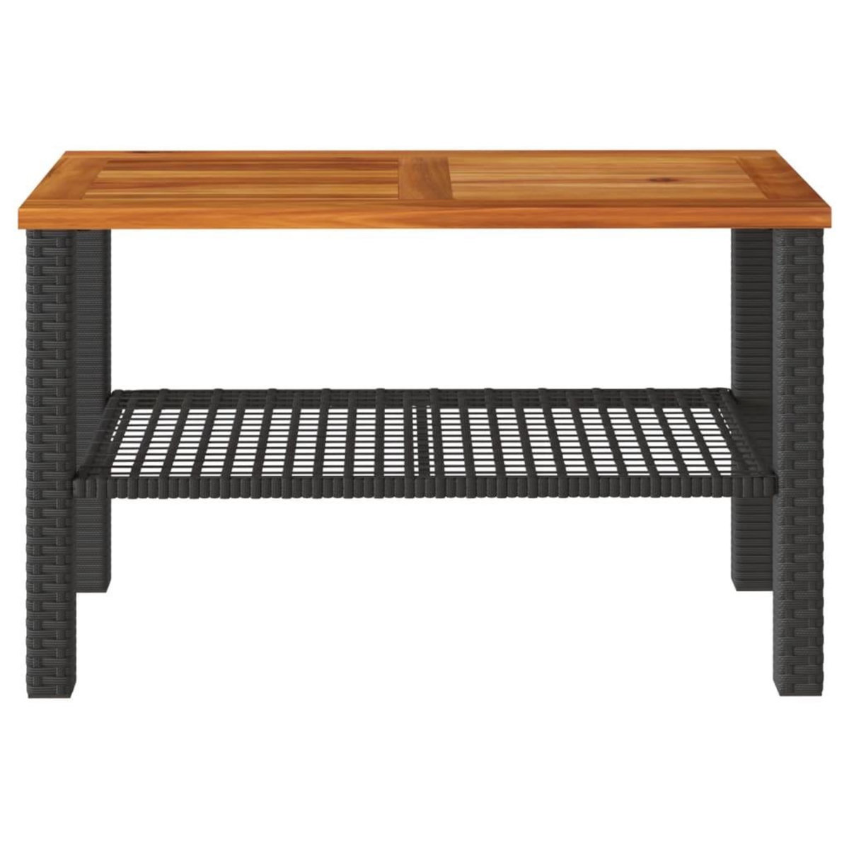 VIDAXL Table de jardin noir 70x38x42 cm resine tressee et bois acacia