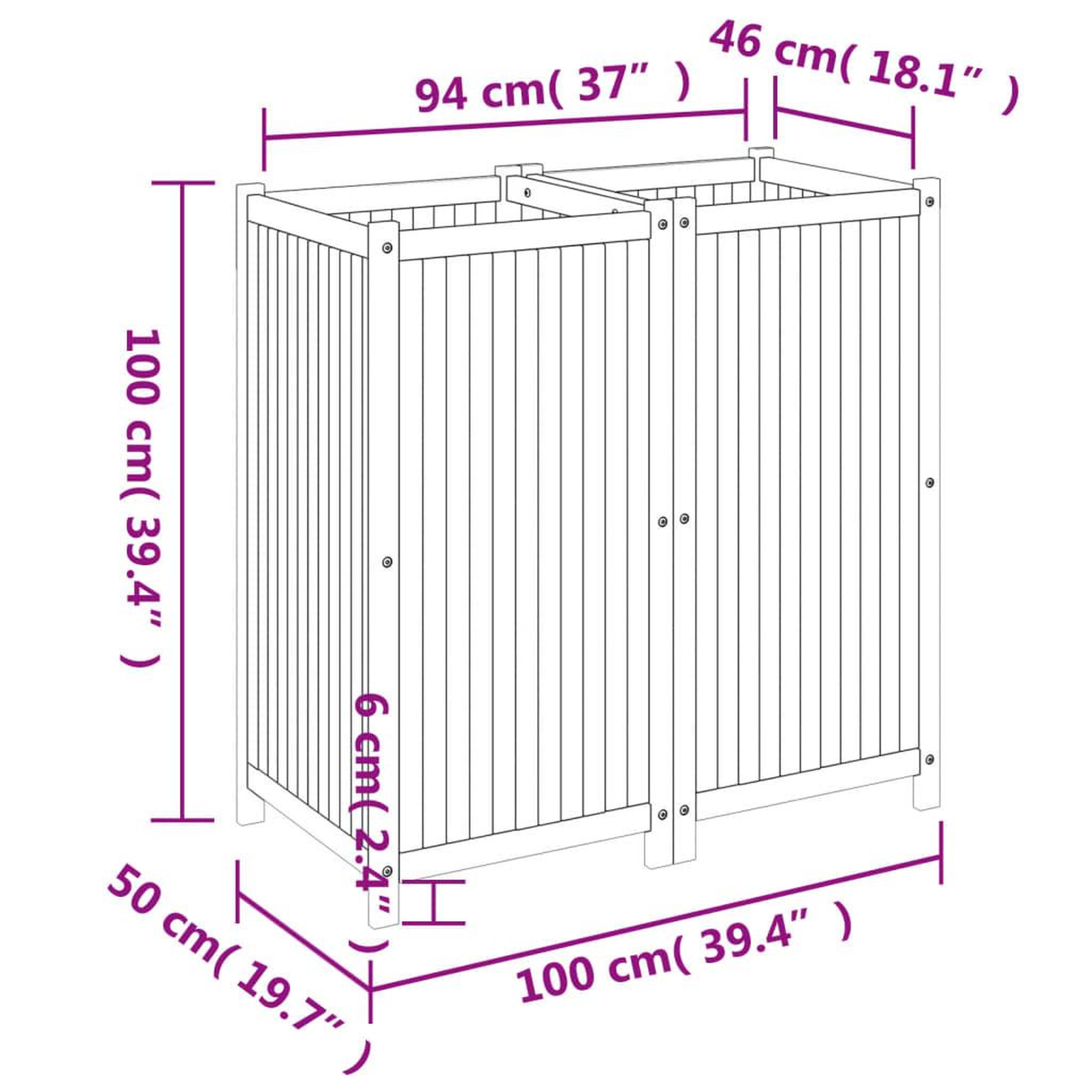 Voir la diapositive 6 : VIDAXL Jardiniere avec doublure 100x50x100 cm bois massif d'acacia