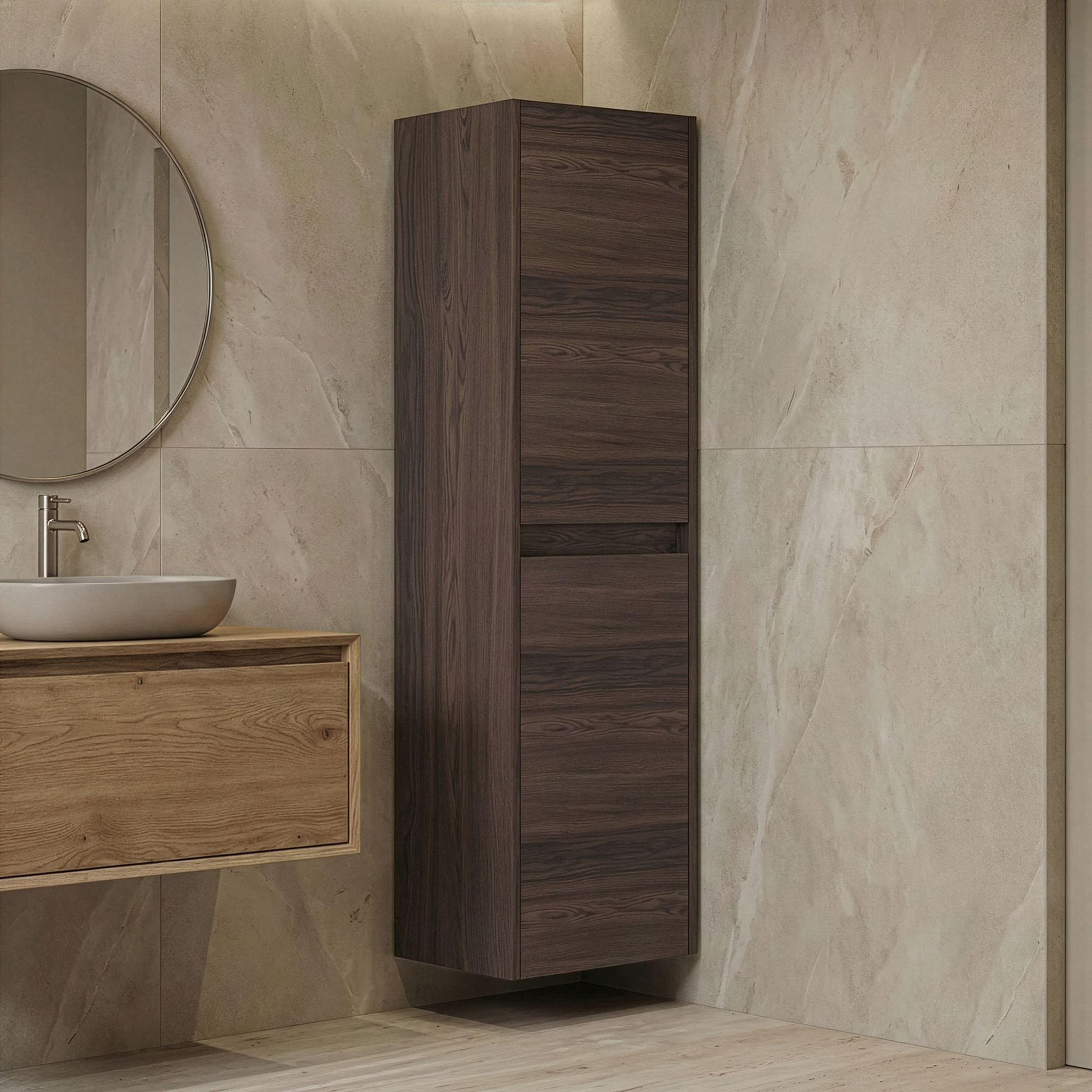Voir la diapositive 2 : Habitat et Jardin Armoire de Salle de Bain  Side 40  - 40 x 27 x 138 cm - Dark Walnut
