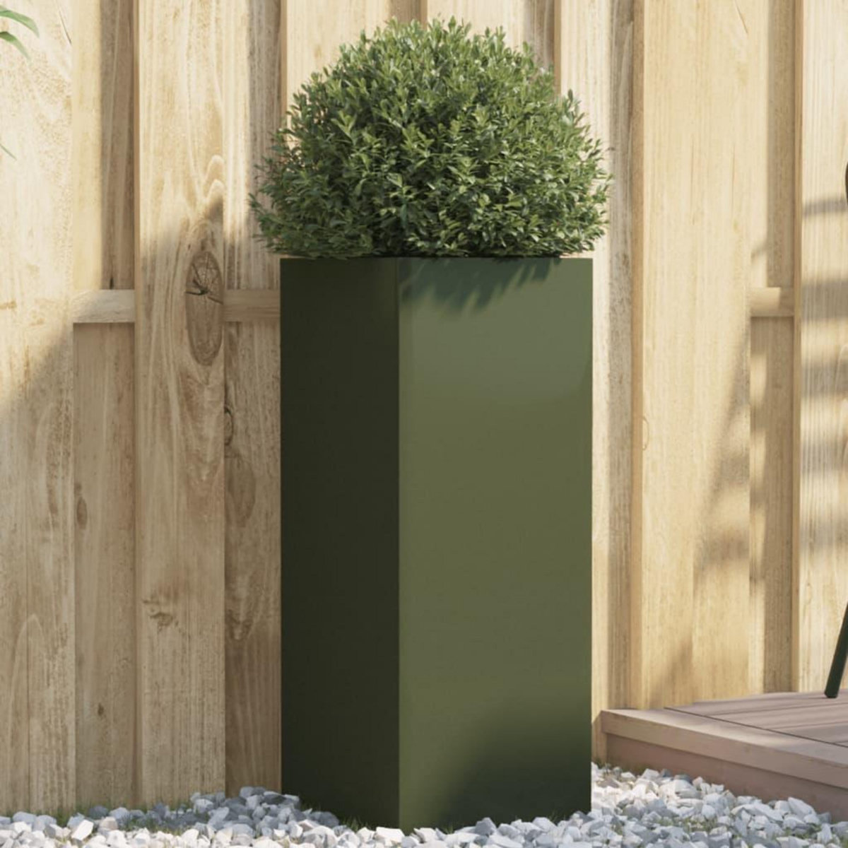 VIDAXL Jardiniere vert olive 32x29x75 cm acier