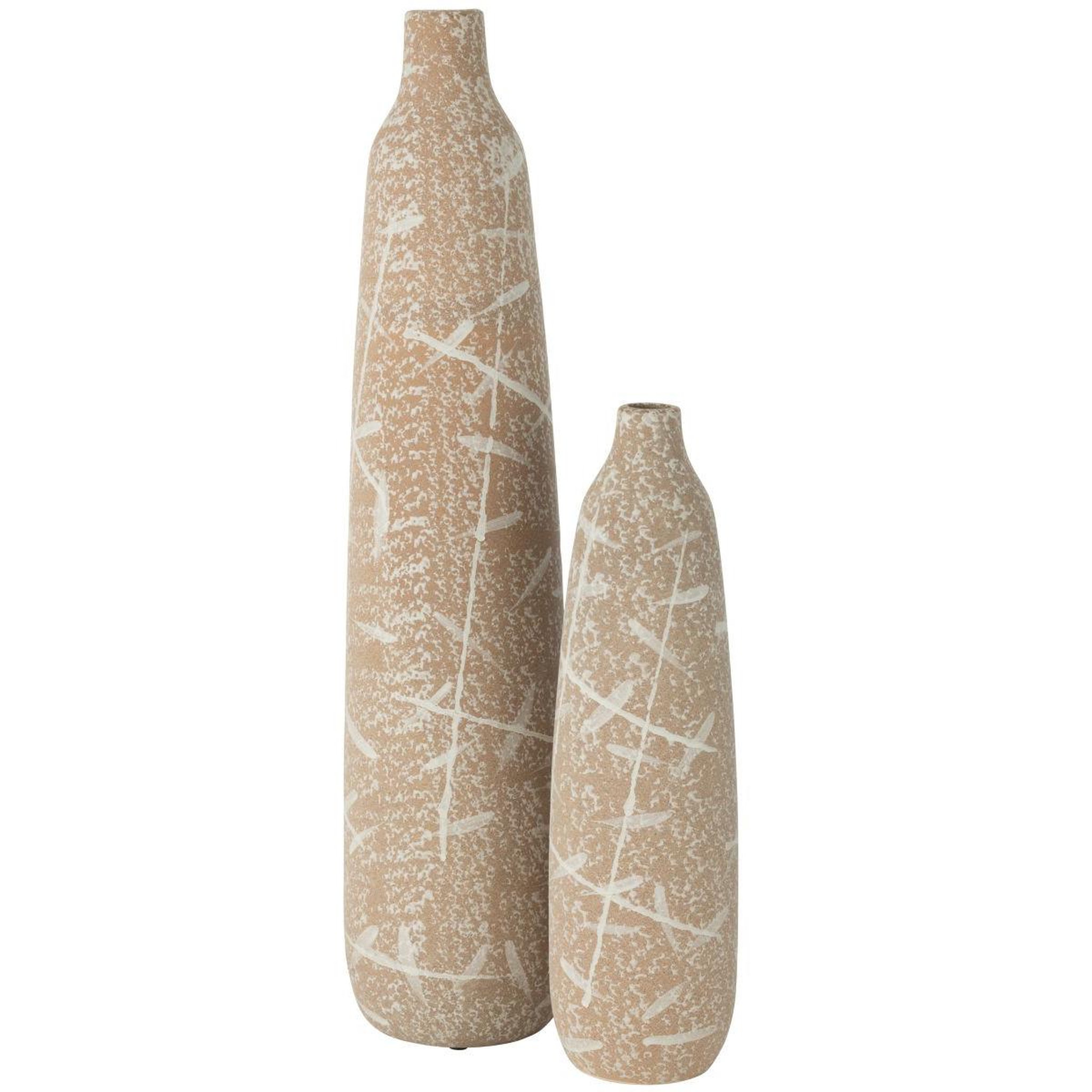 Voir la diapositive 2 : J-LINE Vase fin en grès  dune  69cm beige & blanc