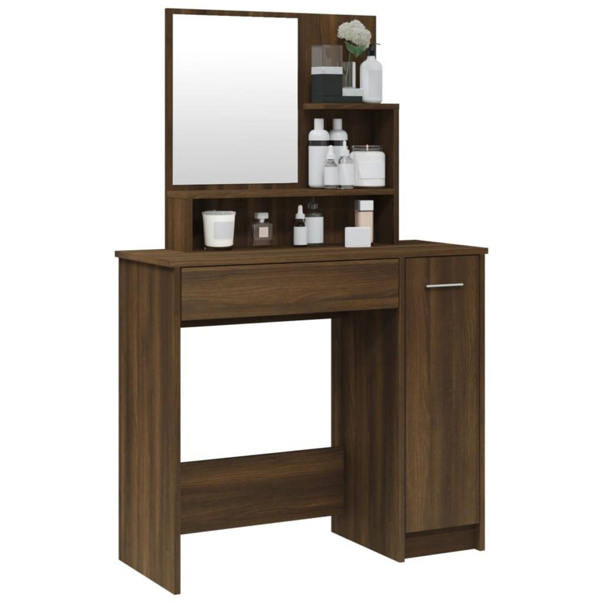 VIDAXL Coiffeuse avec miroir Chene marron 86,5x35x136 cm