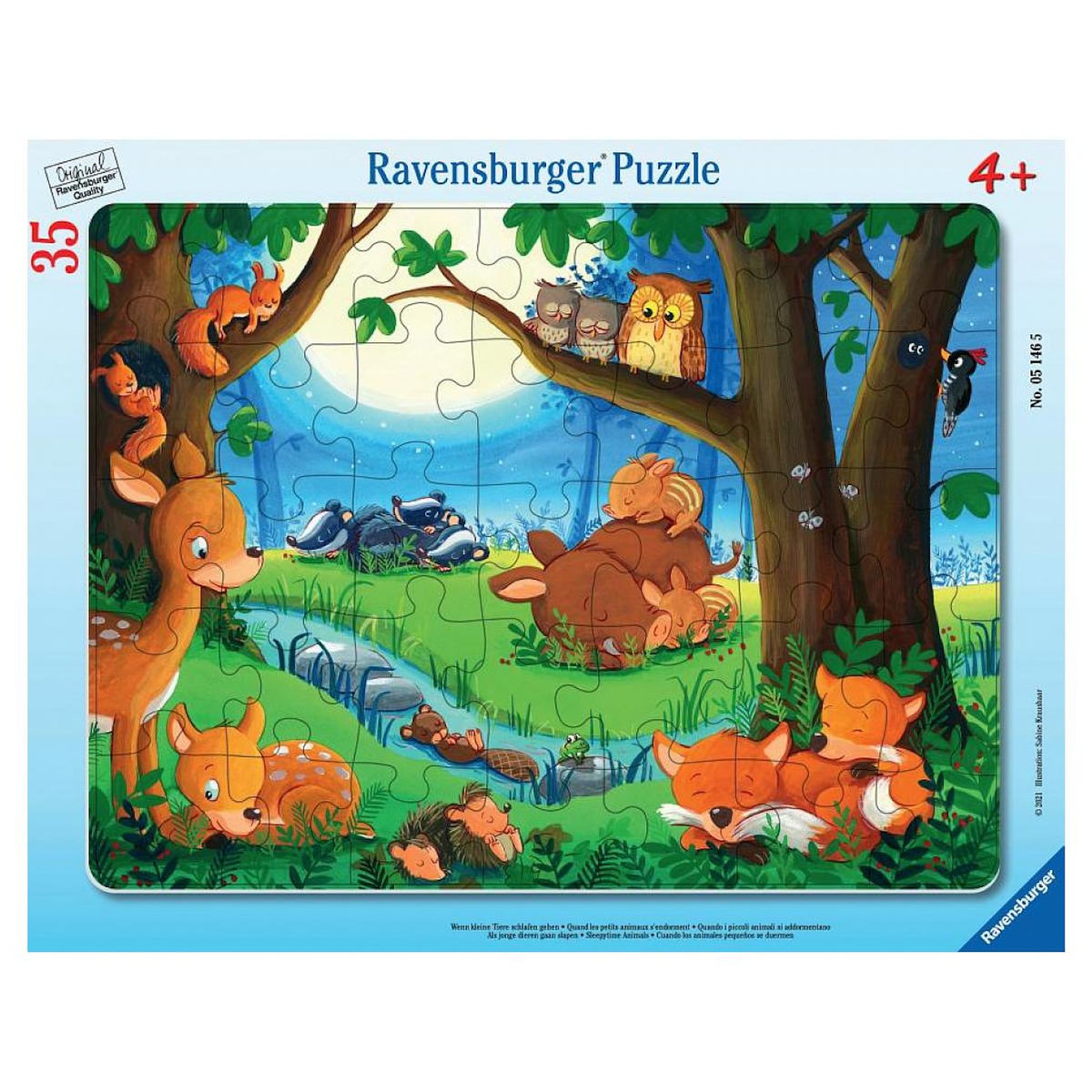 RAVENSBURGER Puzzle cadre 30-48 pieces Les petits animaux s'endorment