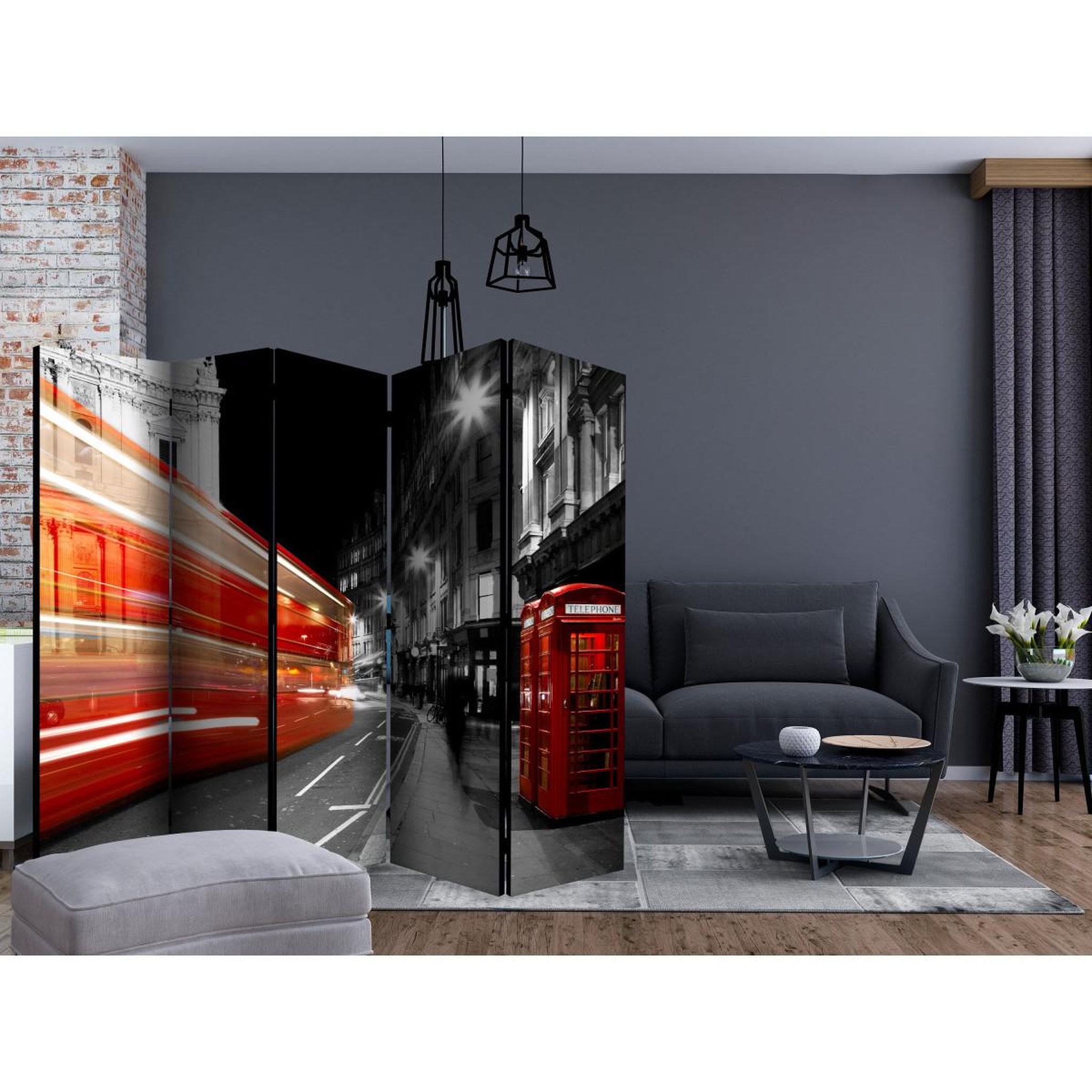 Voir la diapositive 2 : Paris Prix Paravent 5 volets  night fever  172x225cm