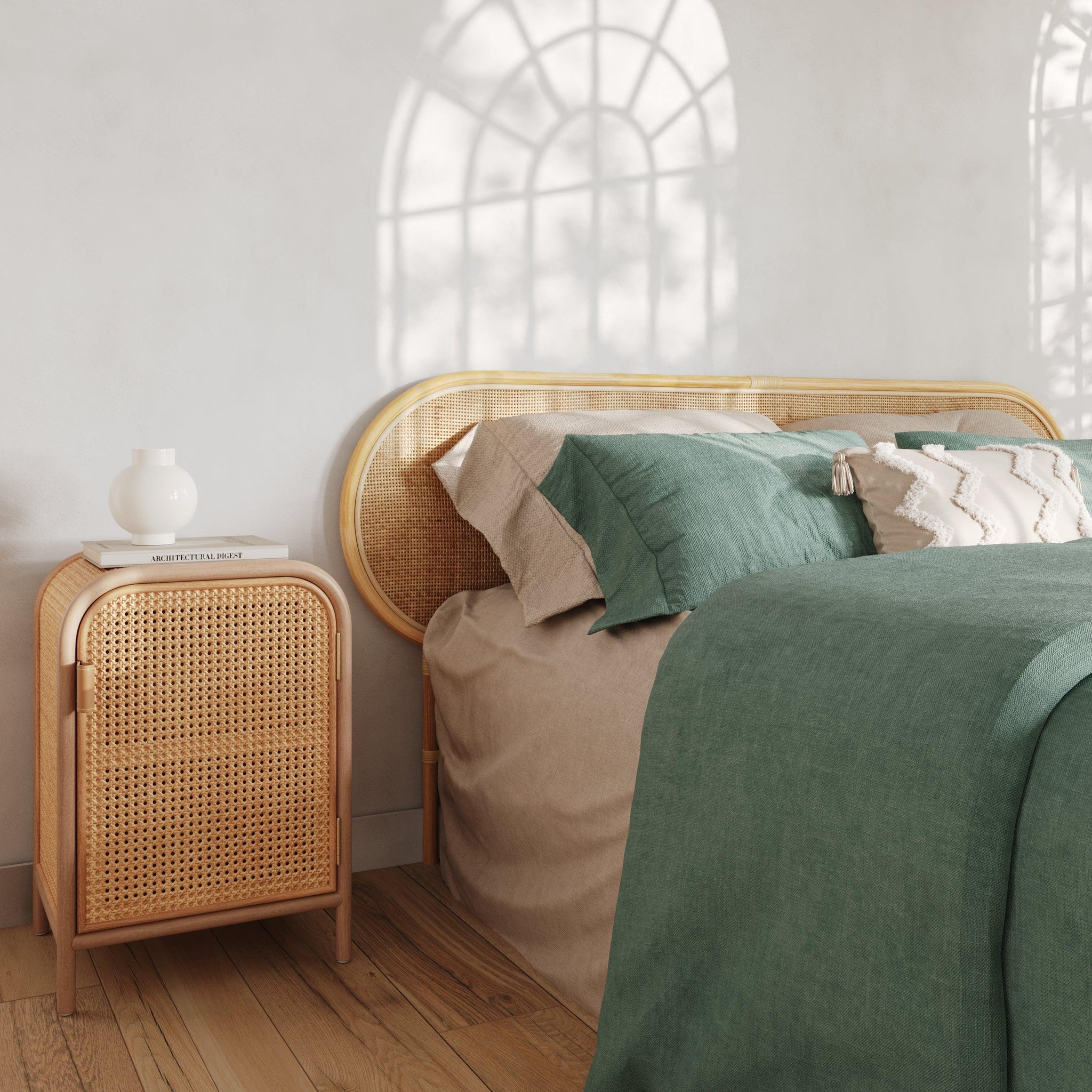 Voir la diapositive 5 : MAISON PAVANE Tête de lit en rotin naturel 160 cm-navahino