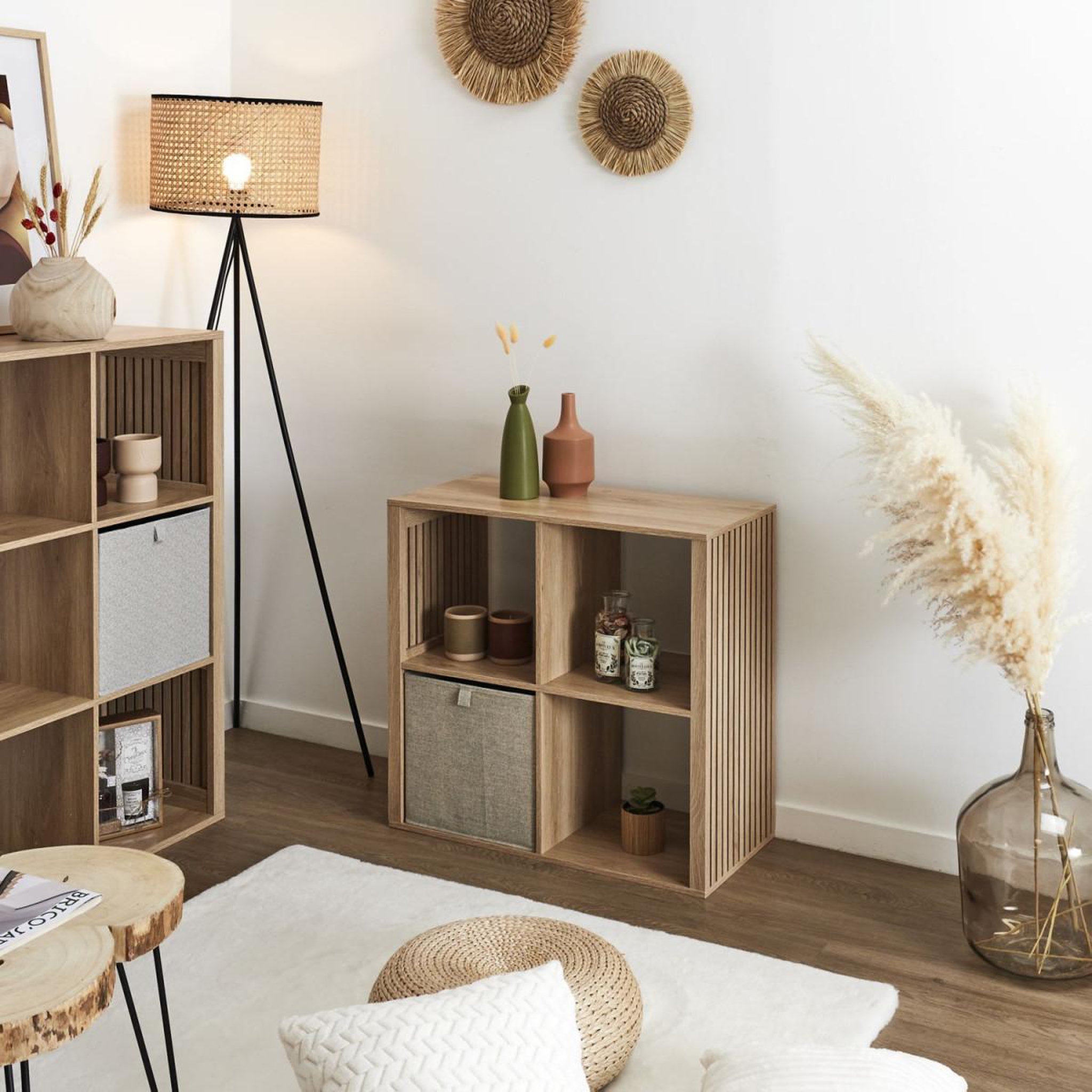 Voir la diapositive 5 : The Home Deco Factory Étagère modulable 4 cases  klaus  66cm marron