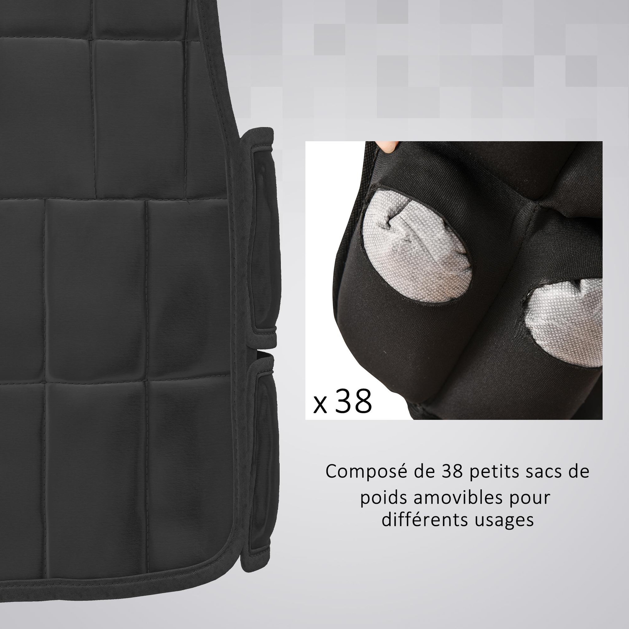 Voir la diapositive 3 : HOMCOM Gilet lesté réglable veste lestée 20 Kg max. poids amovibles entrainement musculation exercice boxe oxford noir