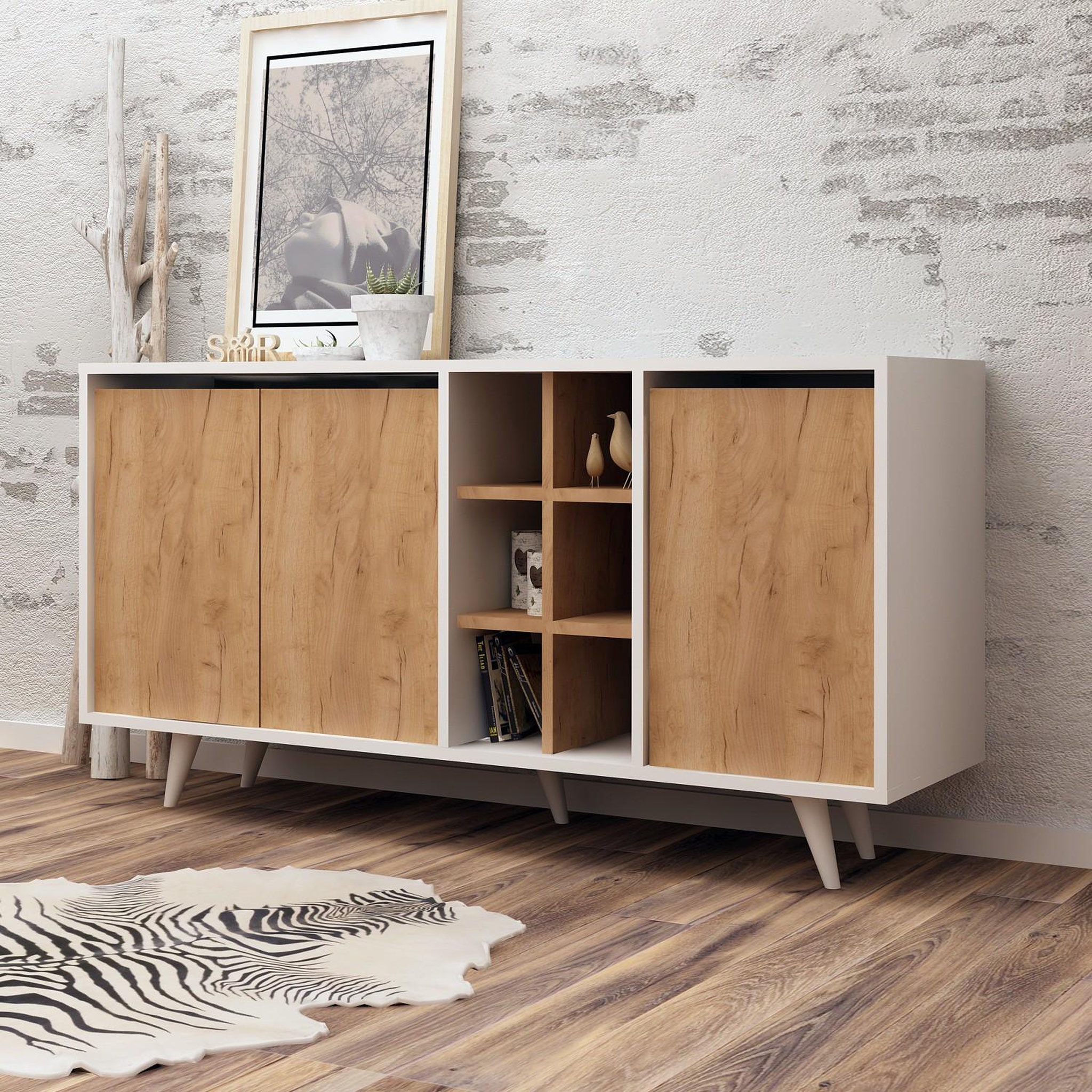 Voir la diapositive 4 : Habitat et Jardin Buffet en bois  prava  - 140 x 40 x 86 cm - marron