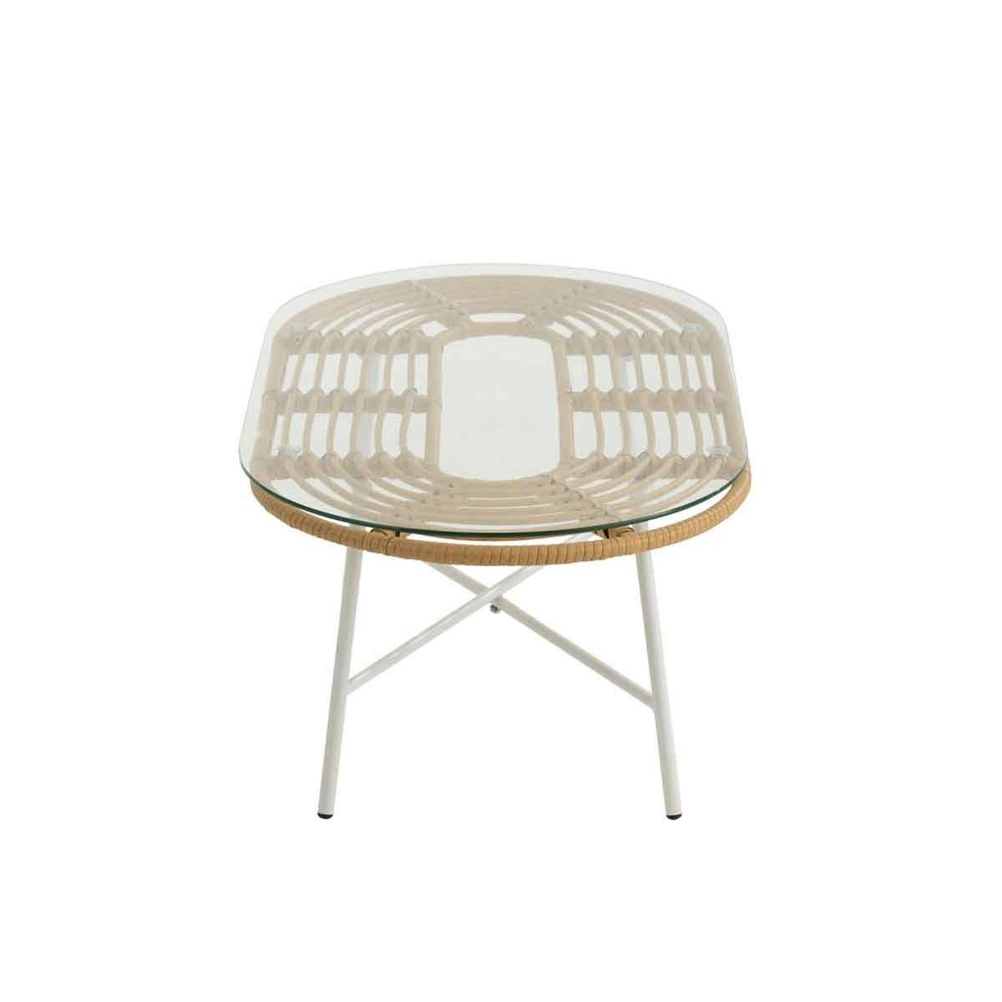 Voir la diapositive 3 : J-LINE Table Basse de Jardin  Celeste  90cm Naturel & Blanc