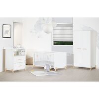 Chambre complète lit évolutif 60x120 commode à langer et armoire 3 portes  Pinio Swing - Blanc et bois - Packs/Chambre complète - tendresse de bébé
