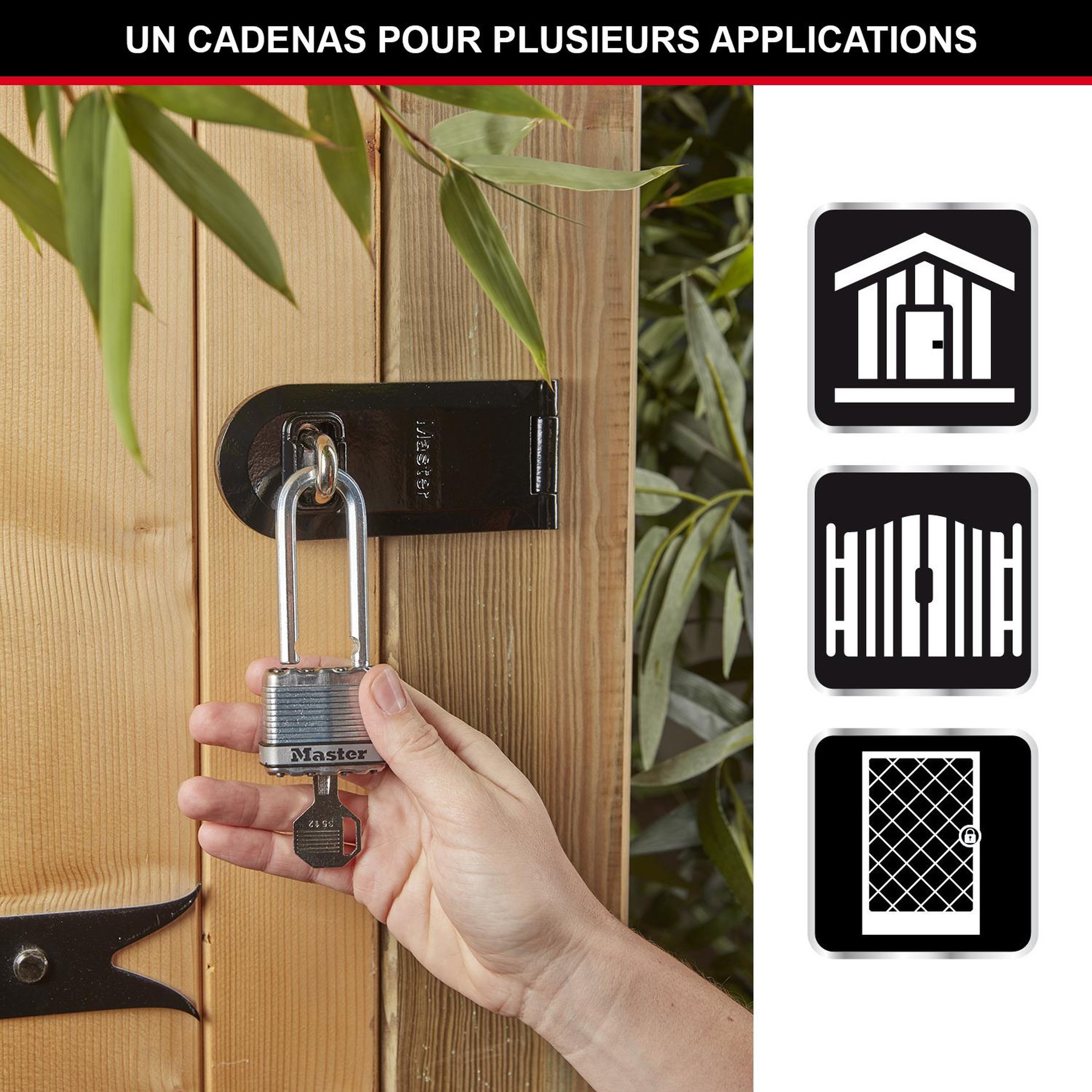 Voir la diapositive 2 : Master lock Cadenas haute sécurité [a clé] [acier laminé] [extérieur] [anse xl] m1eurdlj