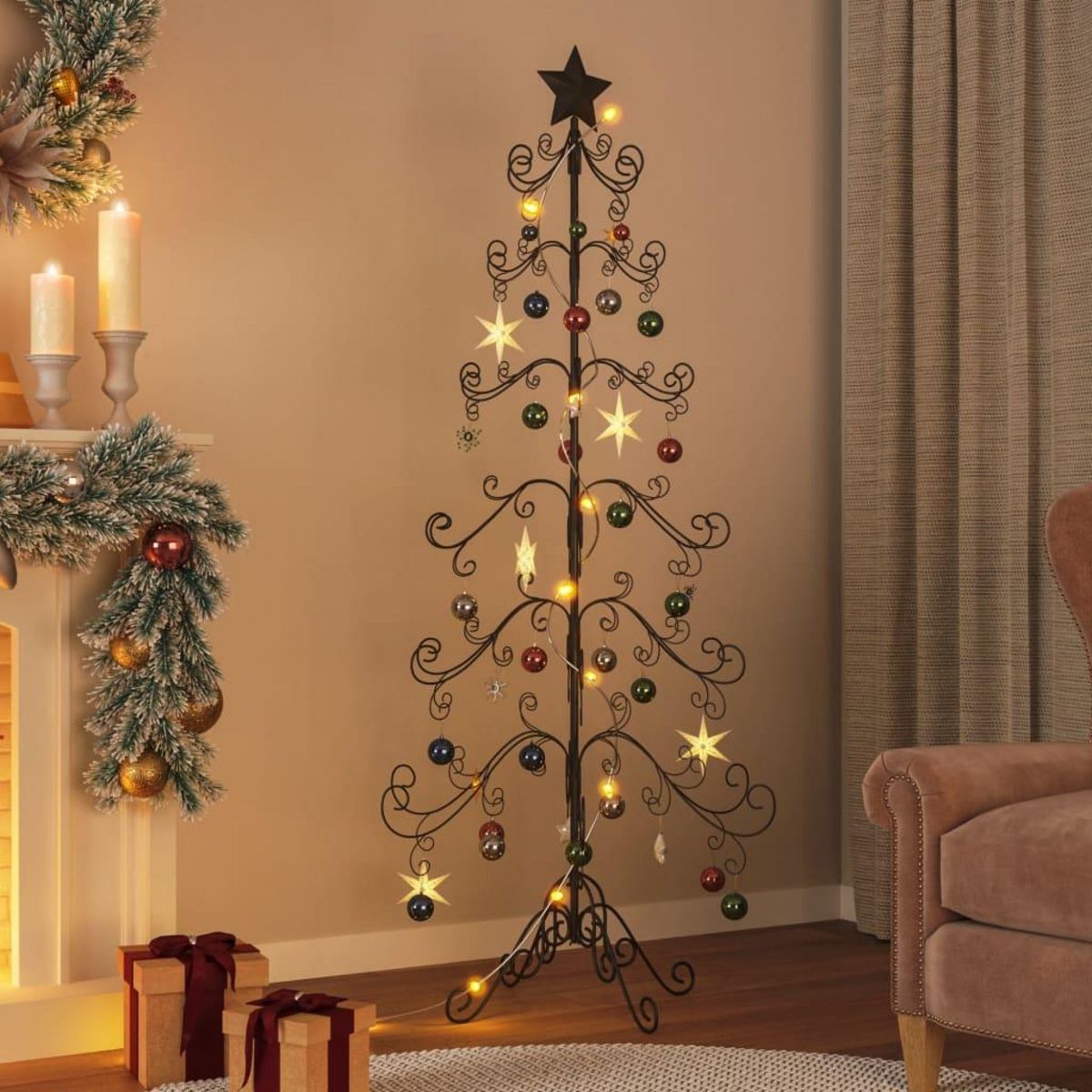 VIDAXL Arbre de Noël en metal pour decoration noir 180 cm