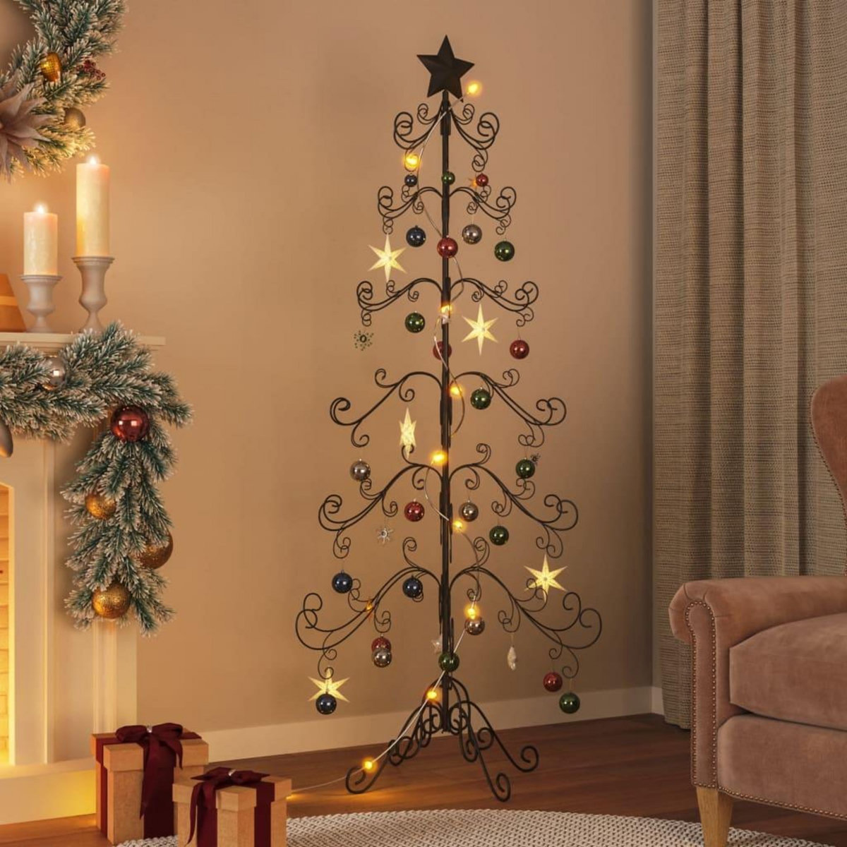 VIDAXL Arbre de Noël en metal pour decoration noir 180 cm