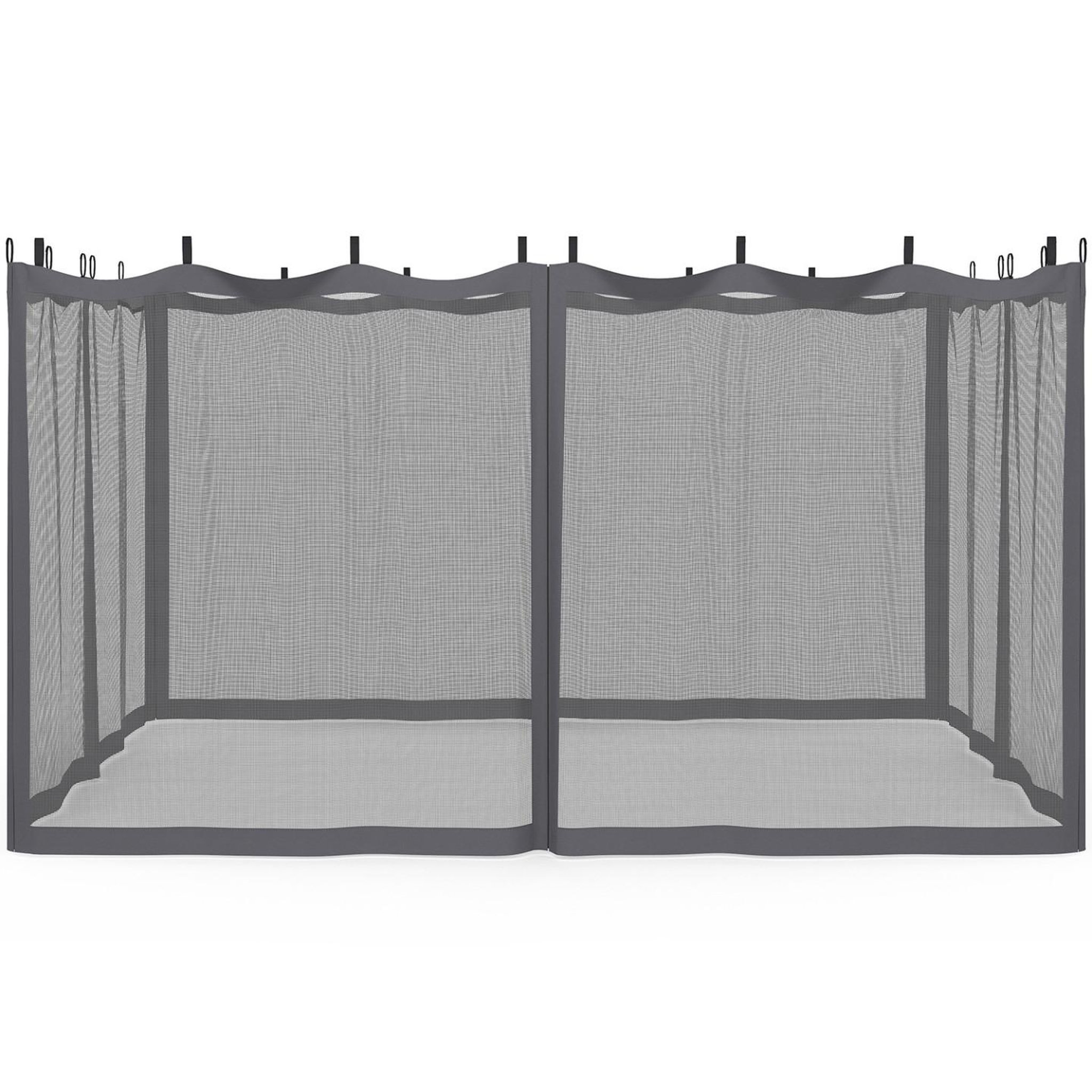 Voir la diapositive 3 : ID MARKET Lot de 4 moustiquaires pour pergola 3x4 gris zippés + crochets