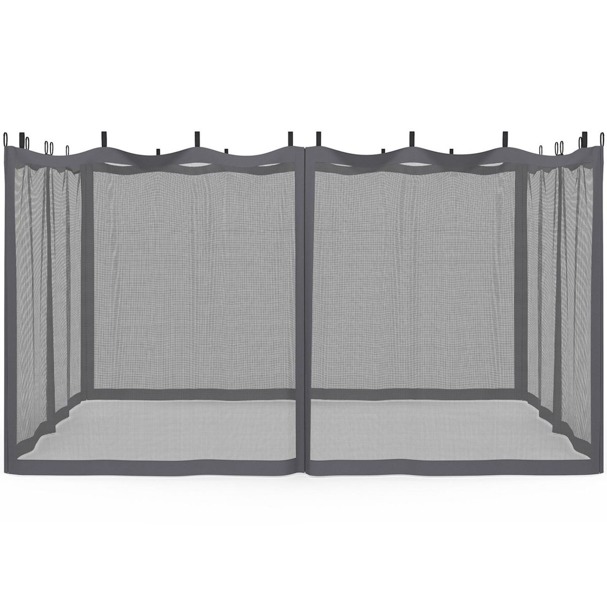 ID MARKET Lot de 4 moustiquaires pour pergola 3x4 gris zippés + crochets