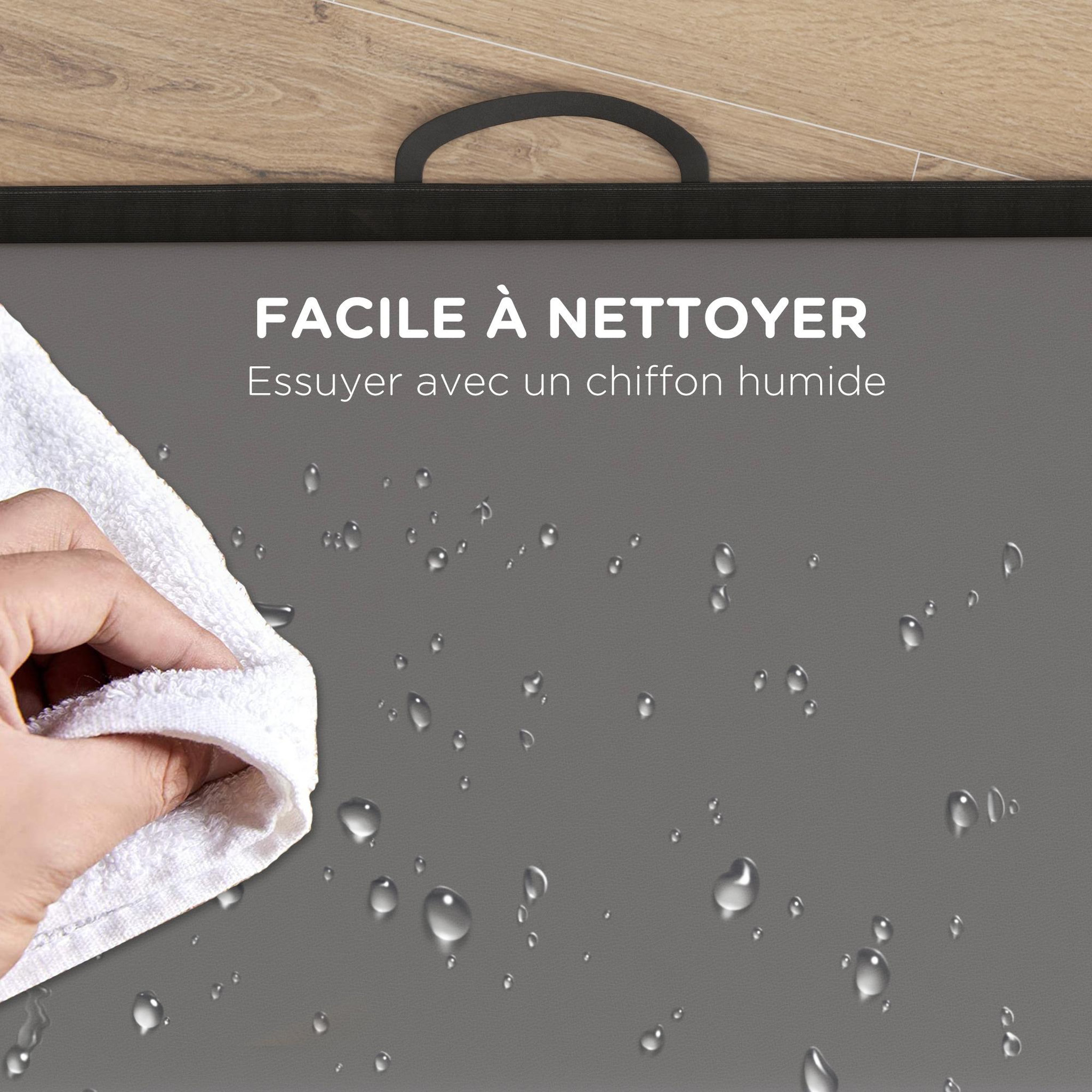 Voir la diapositive 5 : HOMCOM Tapis de gym yoga fitness pliable - poignée - revêtement synthétique - gris