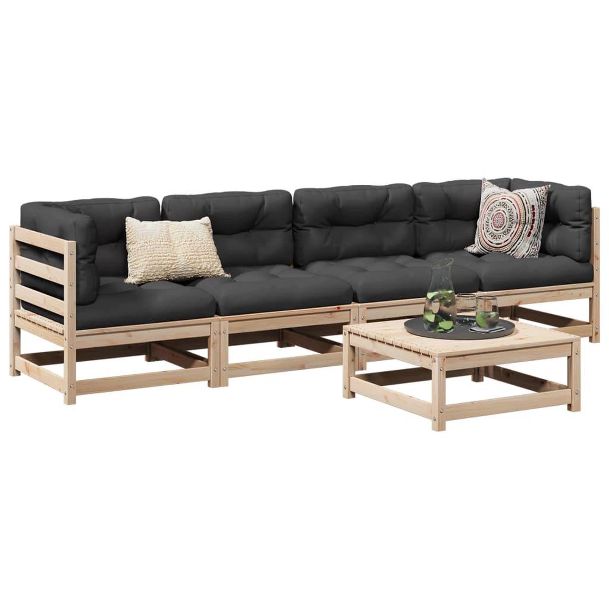 VIDAXL Salon de jardin 5 pcs bois de pin massif