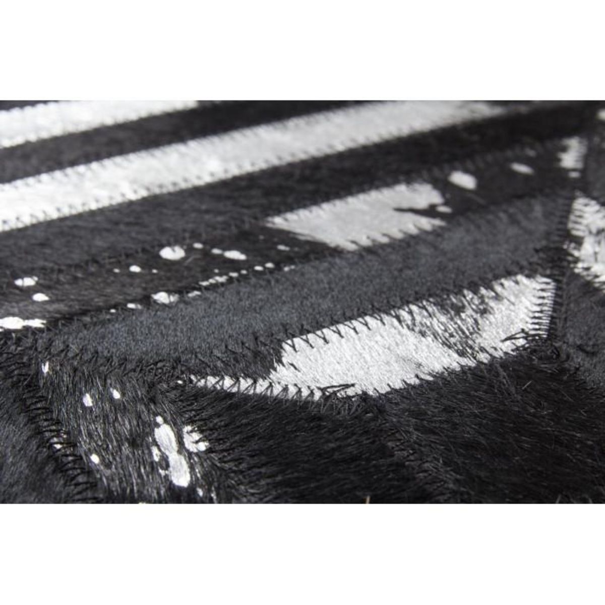 Paris Prix Tapis en Cuir Fait Main  Spark  Noir & Argent