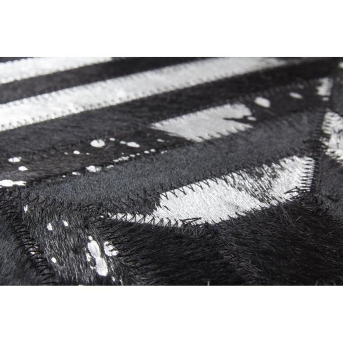 Paris Prix Tapis en Cuir Fait Main  Spark  Noir & Argent