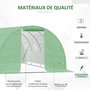 Voir la diapositive 4 : OUTSUNNY Serre de jardin tunnel 18 m² dim. 6L x 3l x 2H m - 8 fenêtres, porte zippée enroulable - châssis tubulaire acier galvanisé, bâche PE haute densité vert