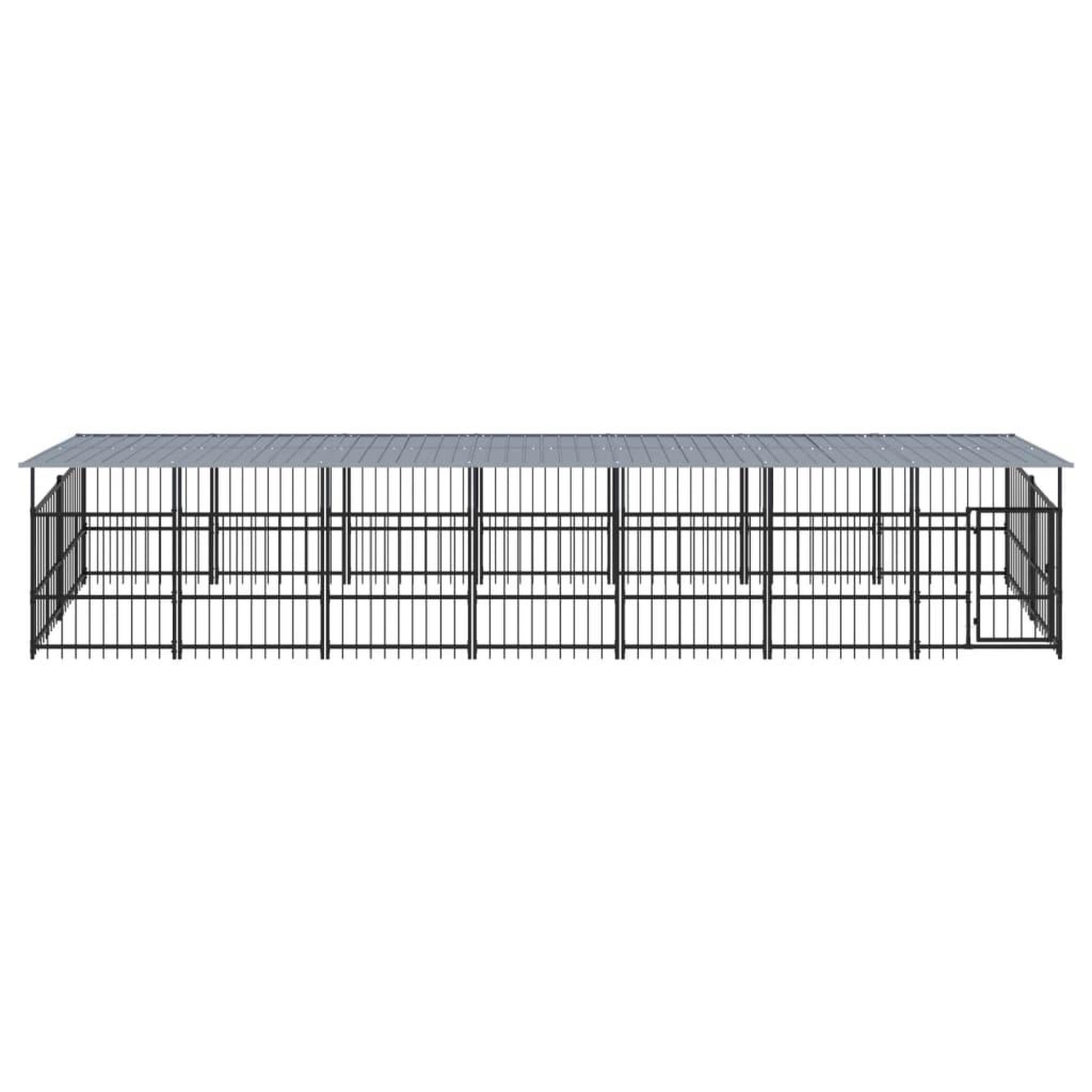 Voir la diapositive 3 : VIDAXL Chenil d'exterieur avec toit pour chiens Acier 13,14 m²