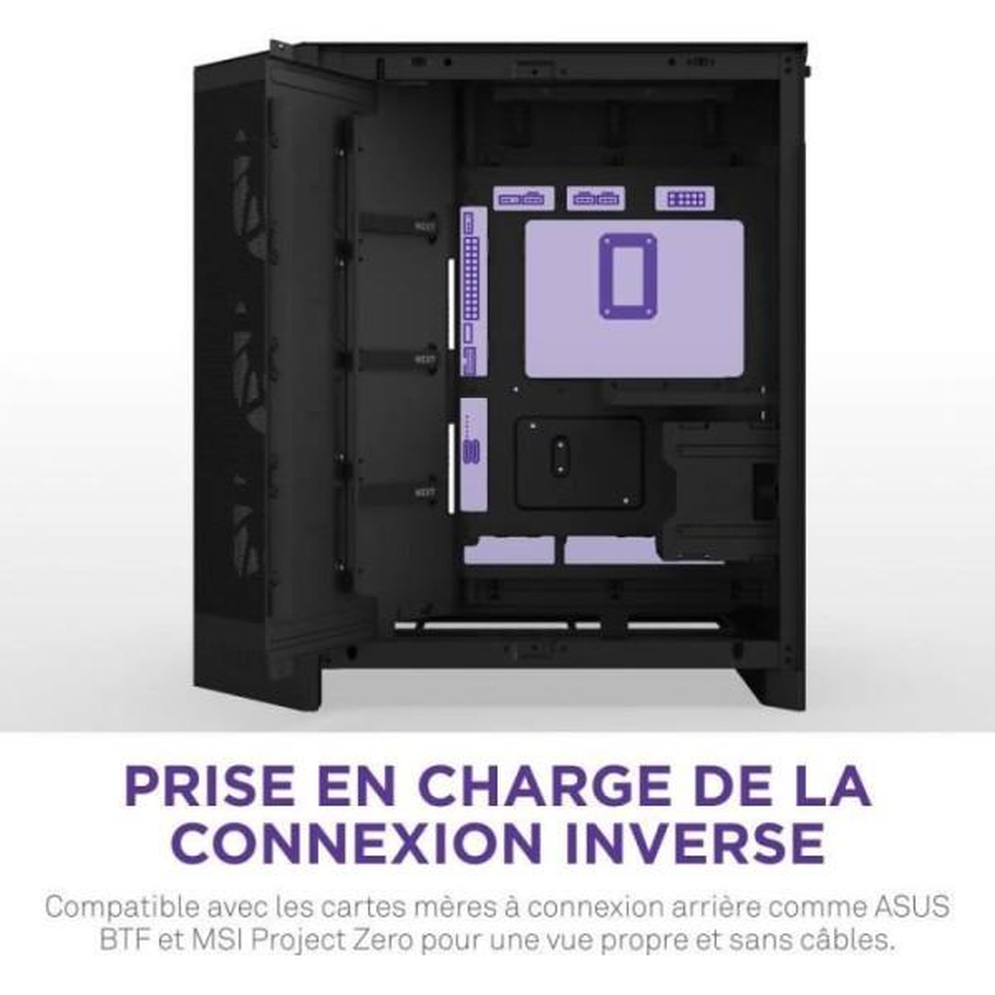 Voir la diapositive 4 : NZXT Boitier moyen-tour - nzxt - h9 flow rgb - double chambre - ventilateurs rgb inclus - noir