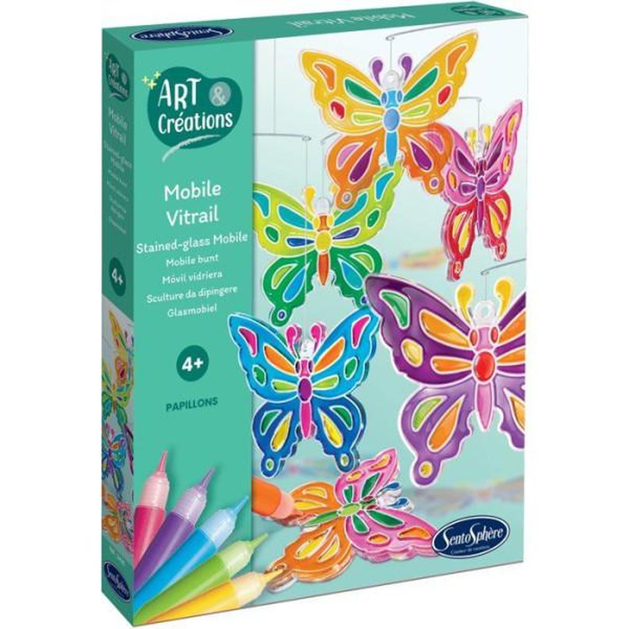 Sentosphere Art & créations mobile vitrail - sentosphere - papillons - activité créative facile et utile pour décoration - des 4 ans