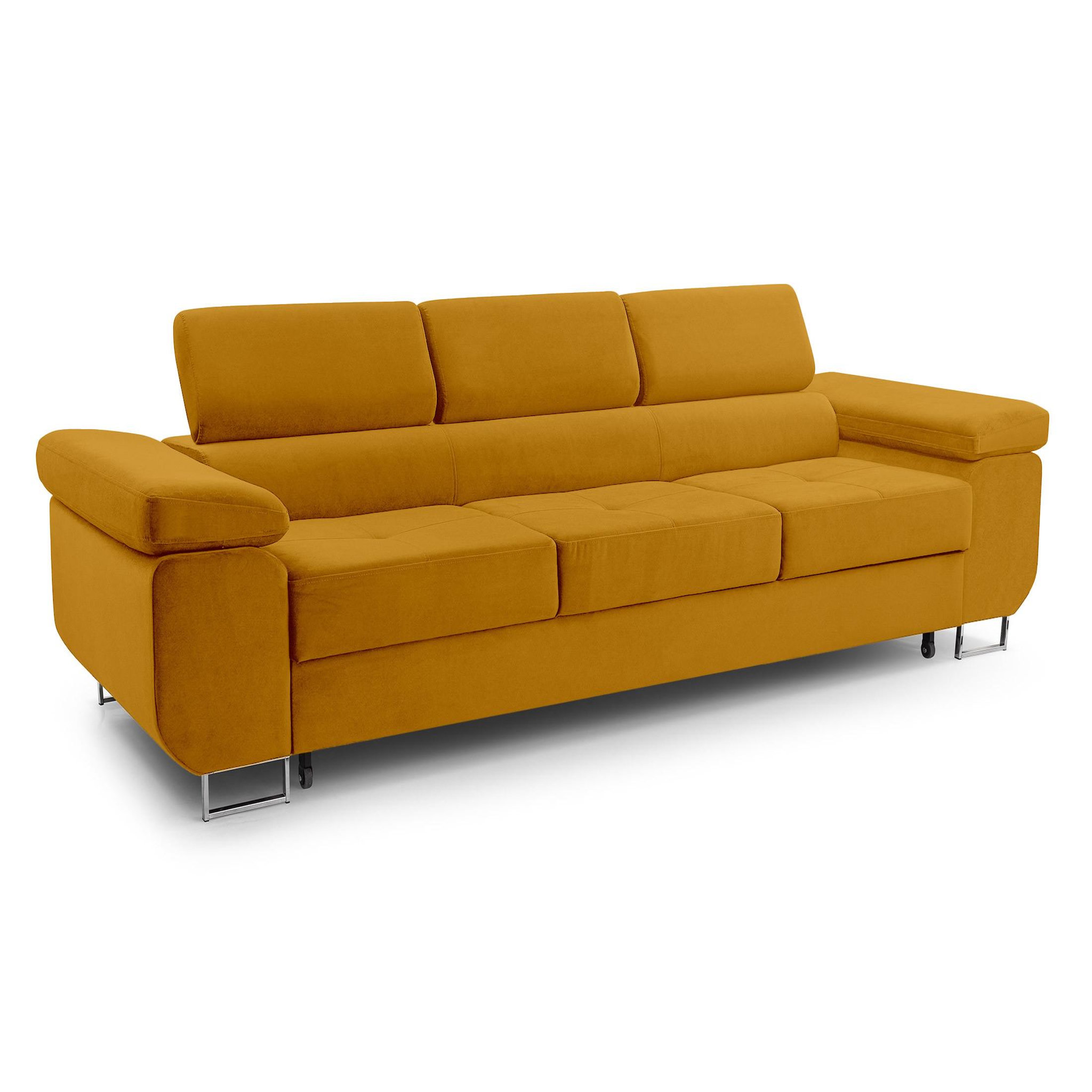Voir la diapositive 3 : BEST MOBILIER Pablo - canapé 3 places - convertible avec têtières réglables - en velours