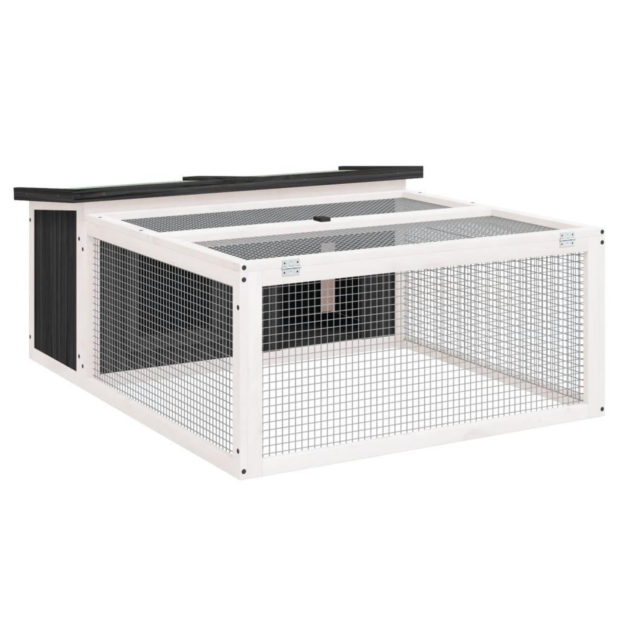 Voir la diapositive 2 : VIDAXL Clapier gris 117,5x97x47,5 cm bois de pin massif