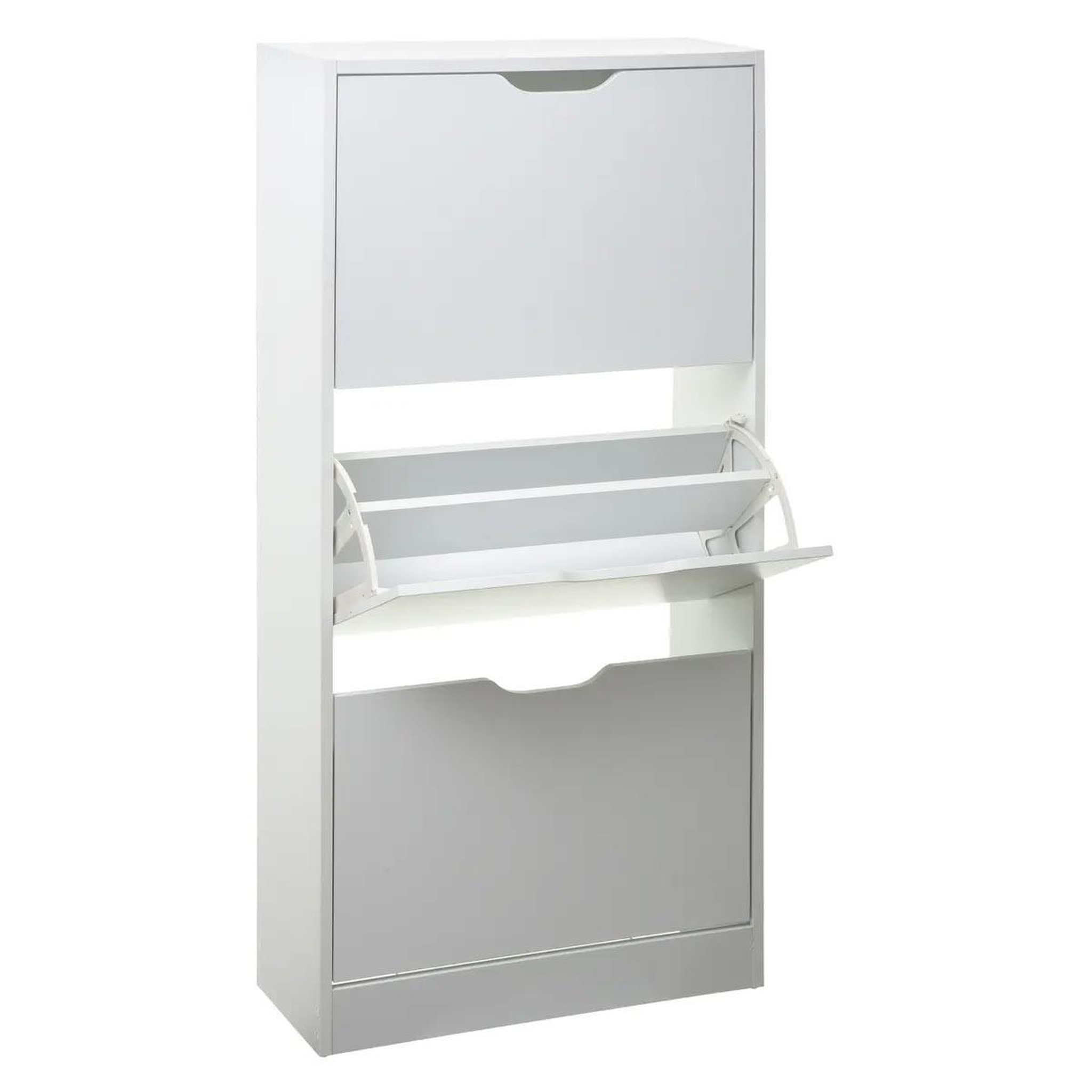 Voir la diapositive 2 : Paris Prix Meuble à Chaussures 3 Compartiments  Mylan  115cm Blanc