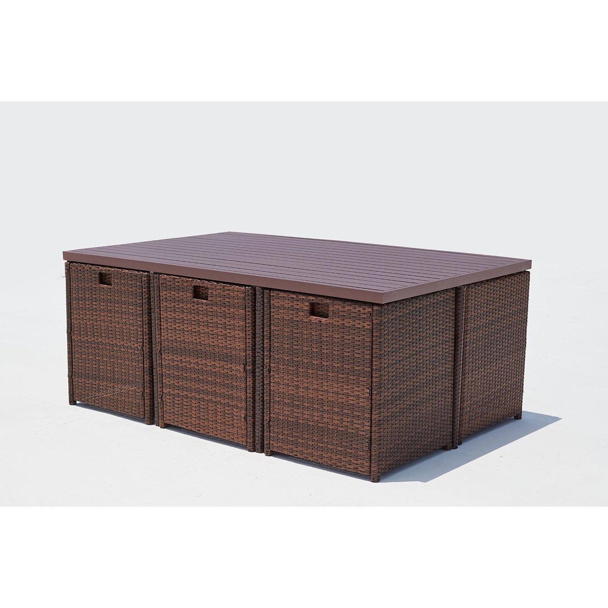 Voir la diapositive 4 : CONCEPT USINE Table et chaise 10 places encastrables alu résine marron-blanc sunset