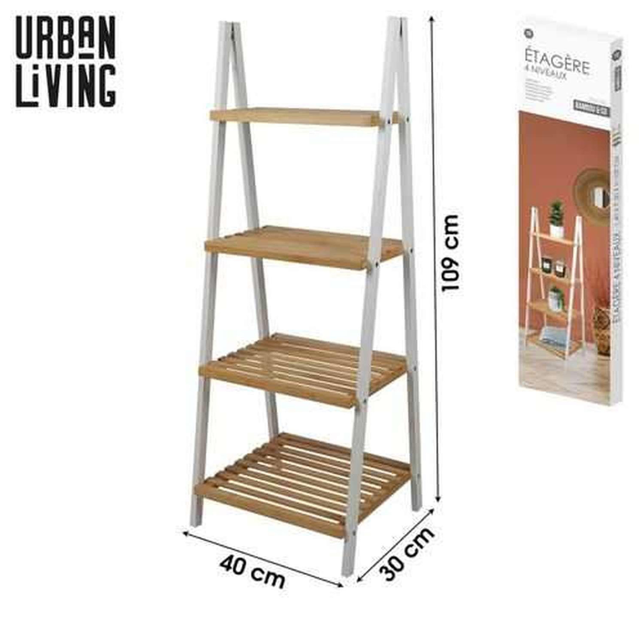 Voir la diapositive 2 : DIVERS Etagère 4 niveaux pyramide en bois - marron et banc