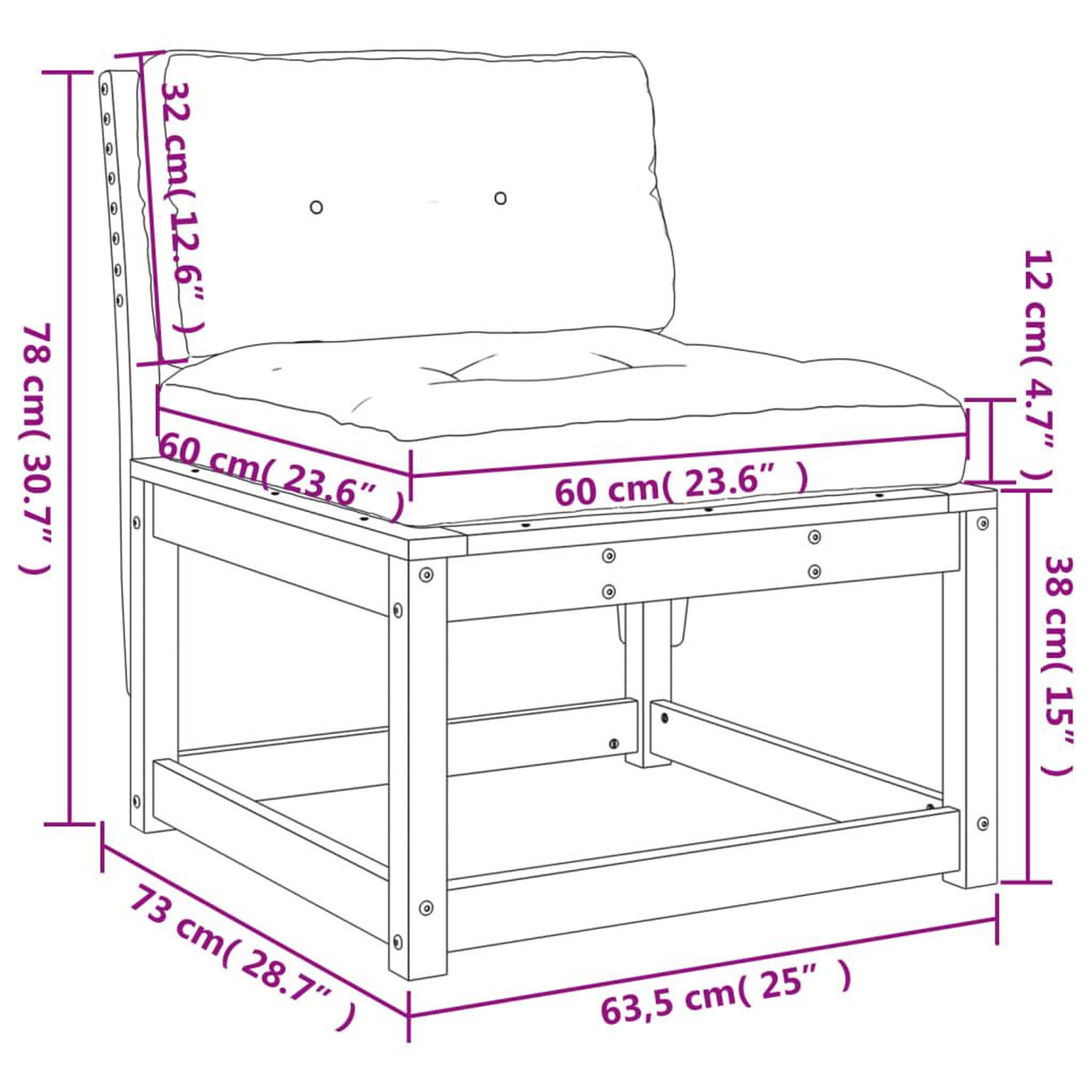 Voir la diapositive 6 : VIDAXL Canape de jardin avec coussins bois de pin solide