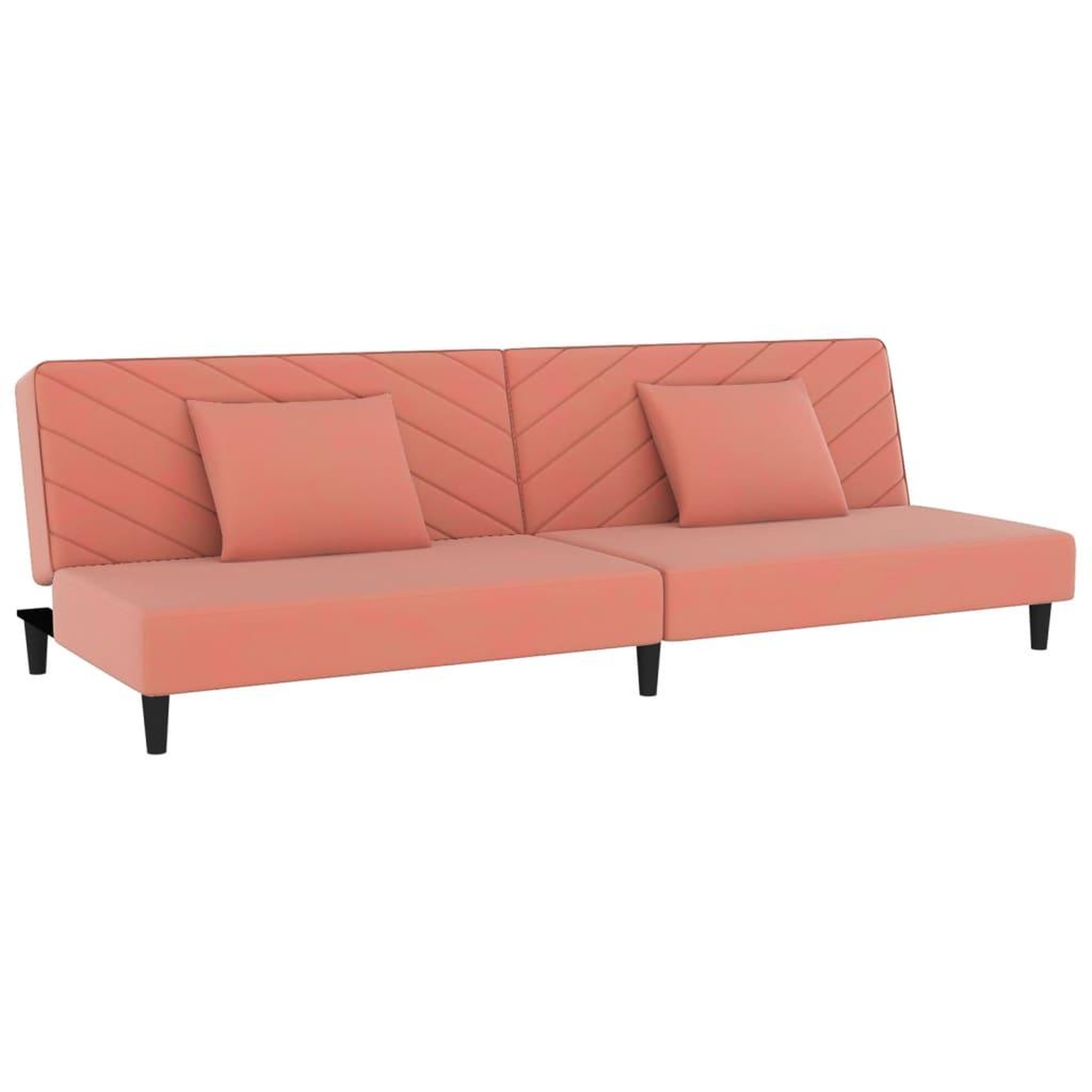 Voir la diapositive 2 : VIDAXL Canape-lit a 2 places avec deux oreillers Rose Velours