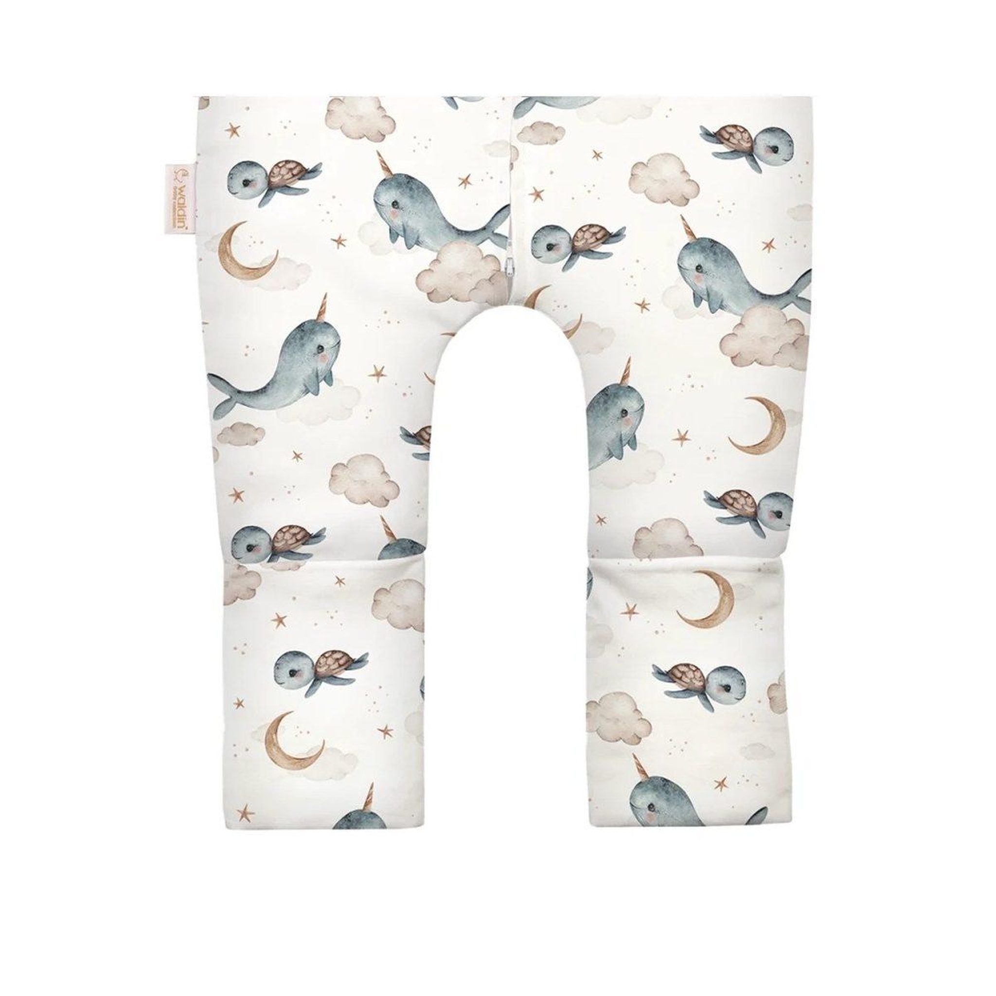 Voir la diapositive 3 : WALDIN Gigoteuse à jambes en coton 2,5 TOG - taille M (3-4 ans) - motif baleine, blanc
