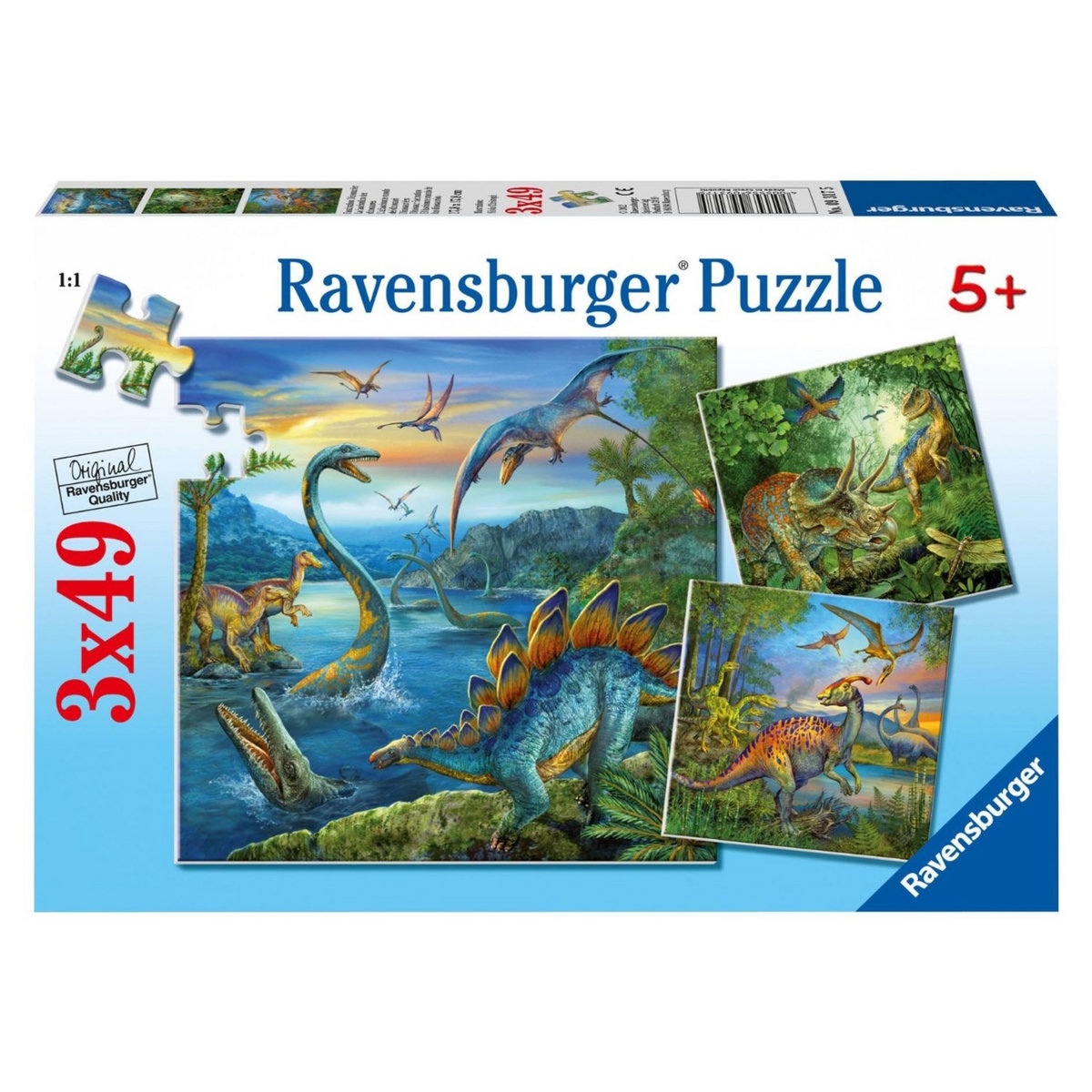 RAVENSBURGER Puzzles 3x49 pièces Fascination des Dinosaures