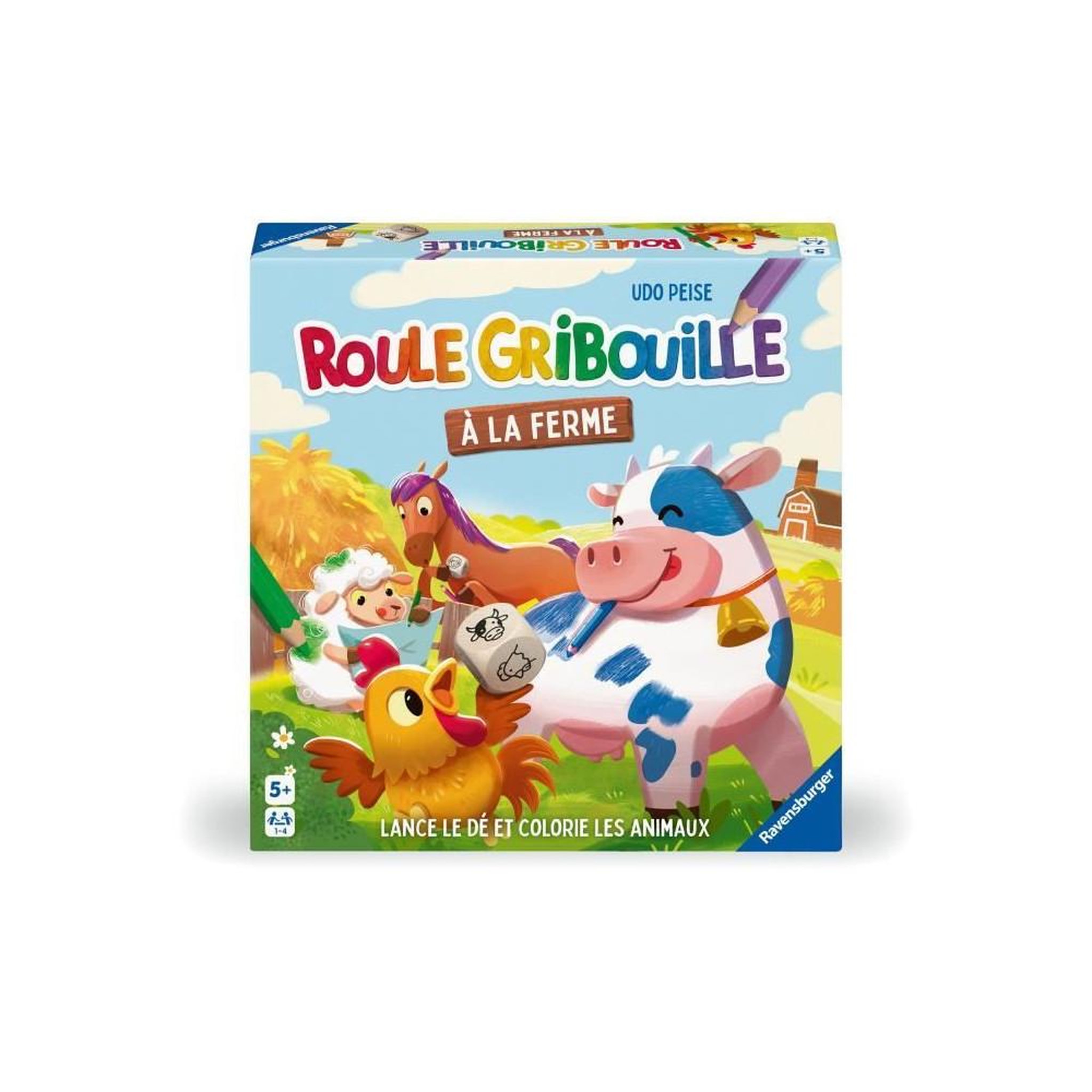 Voir la diapositive 2 : RAVENSBURGER Jeu classique Ravensburger Roule Gribouille a la ferme