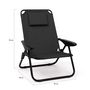 Voir la diapositive 6 : ID MARKET Lot de 2 chaises de plage pliantes - fauteuils de jardin inclinables sac à dos noir et toile noire