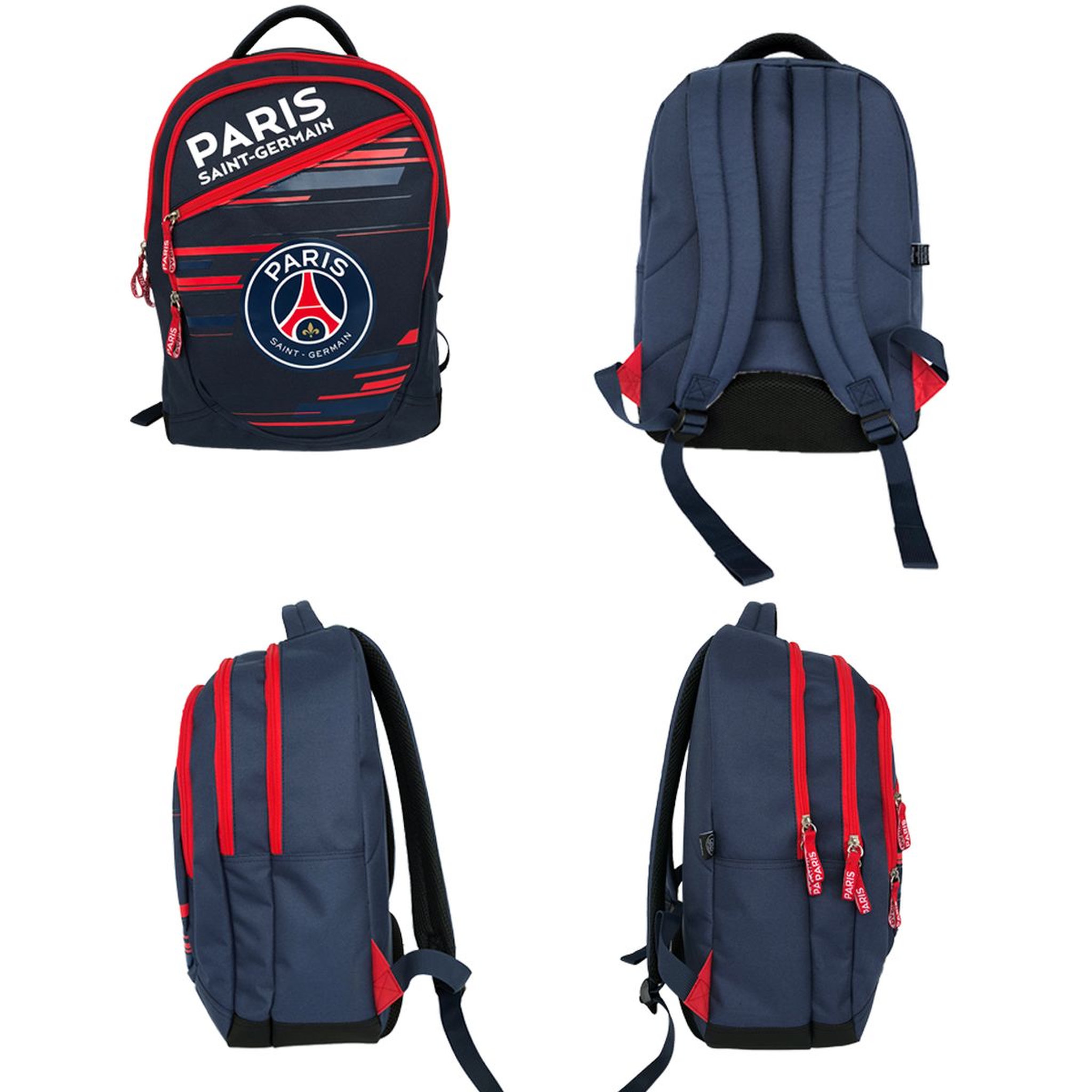 Voir la diapositive 2 : Sac à dos 2 compartiments bleu et rouge PSG