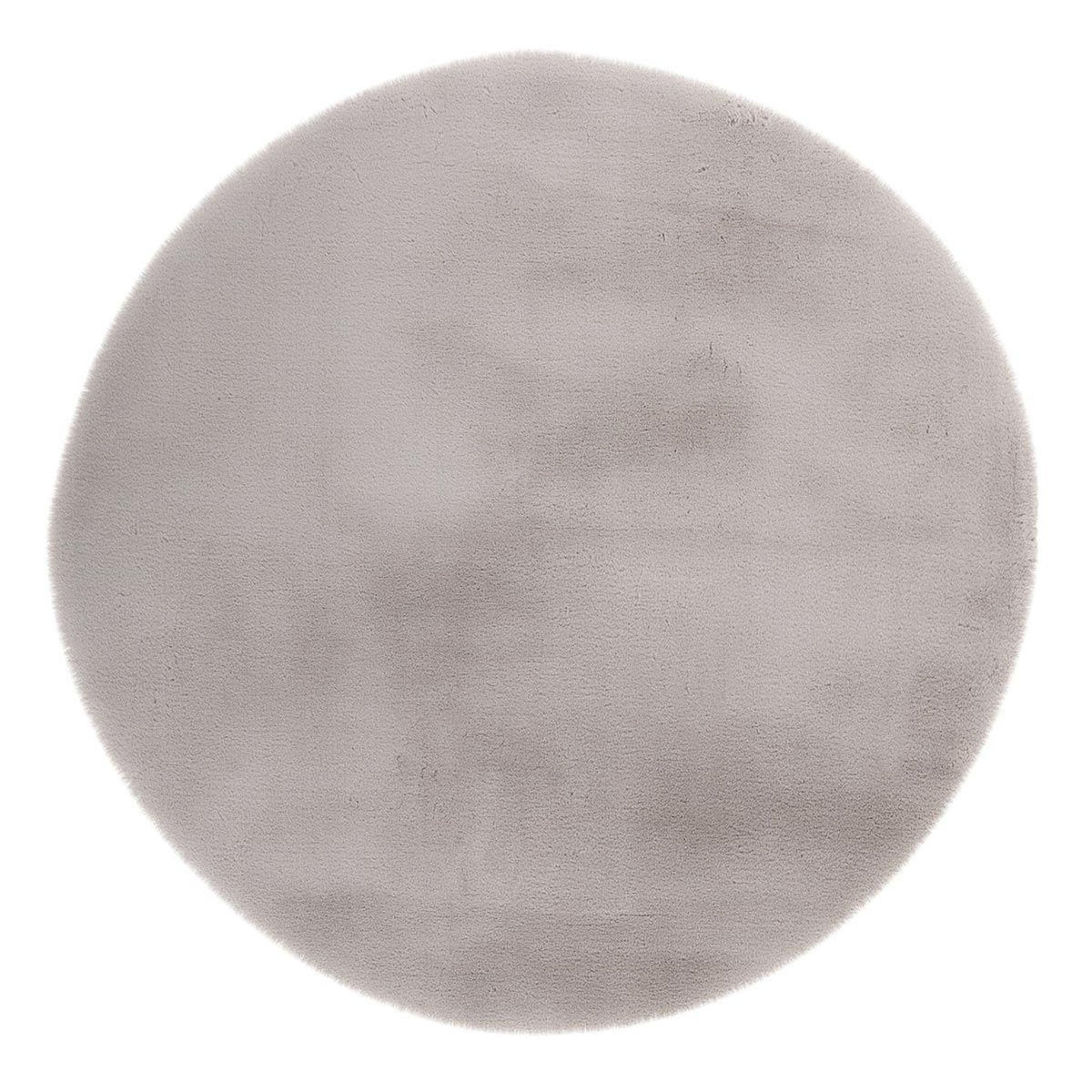 Paris Prix Tapis Uni Rond Doux à Poils Longs  Rabbit  Argent