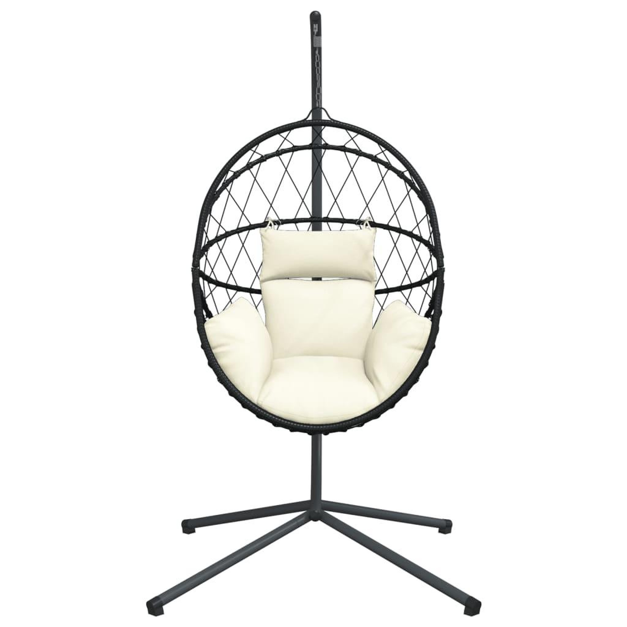 Voir la diapositive 4 : VIDAXL Chaise suspendue en forme d'œuf et support beige rotin et acier