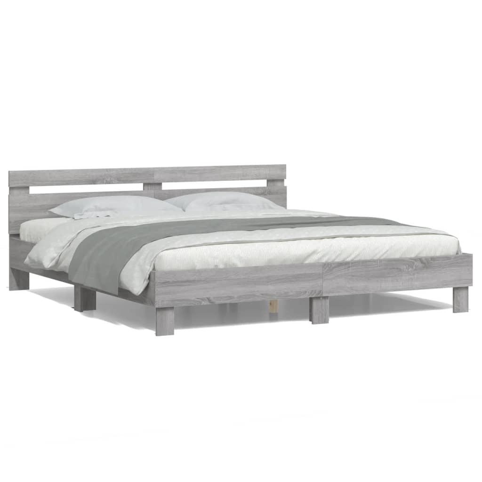 Voir la diapositive 5 : VIDAXL Cadre de lit avec LED sans matelas sonoma gris 180x200 cm