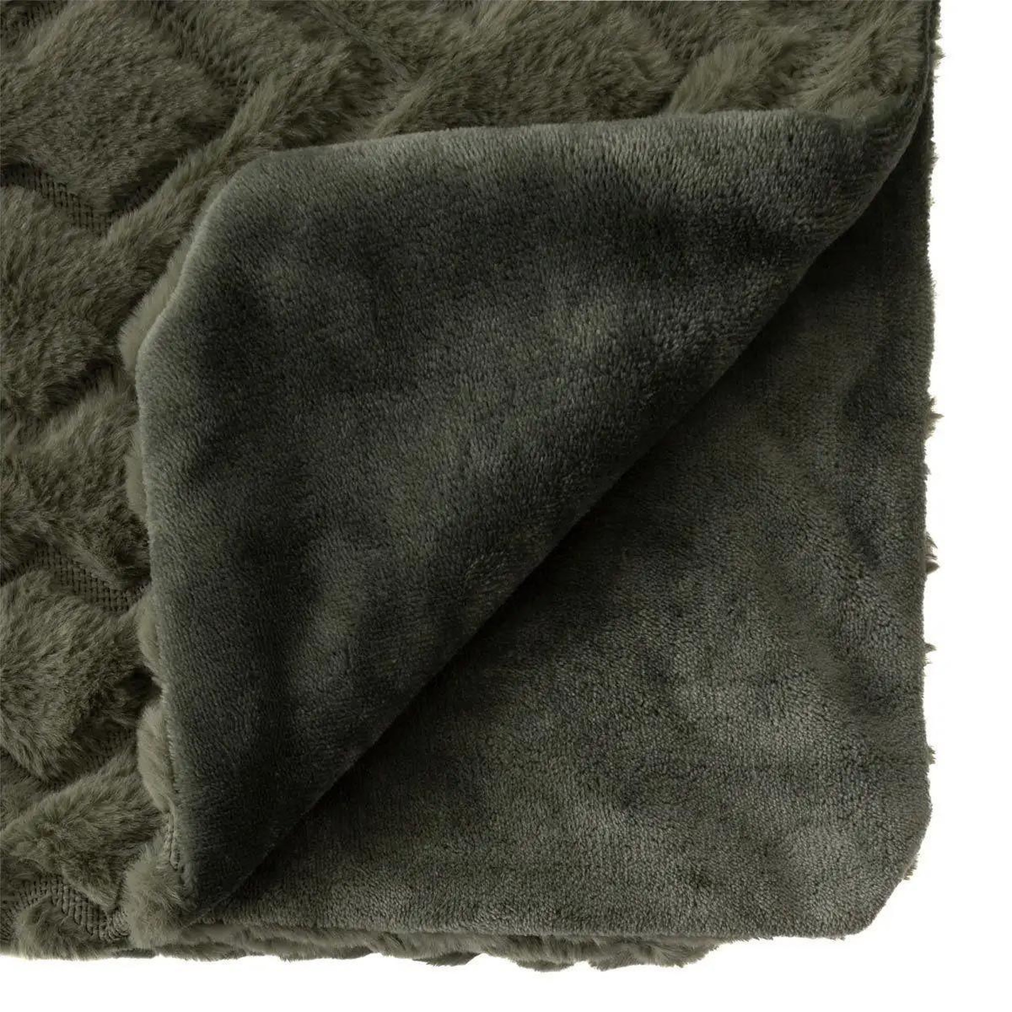 Voir la diapositive 2 : ATMOSPHERA Plaid imitation fourrure  mara  120x160cm kaki
