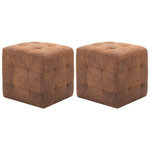 VIDAXL 2 pcs Poufs Marron 30 x 30 x 30 cm Similicuir daim