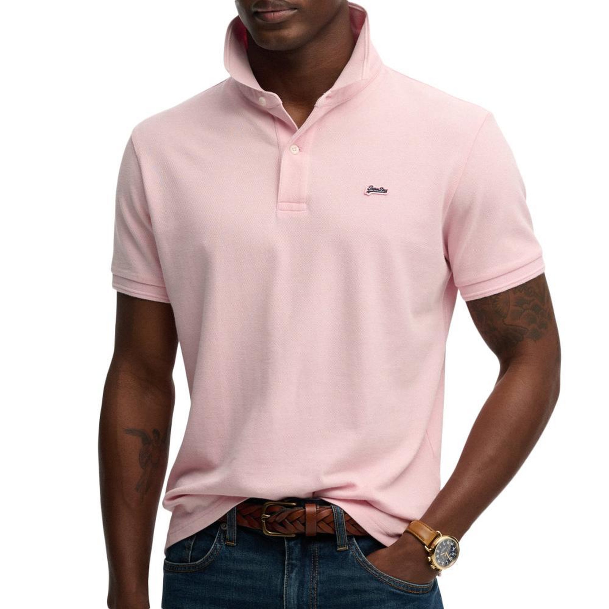 Voir la diapositive 1 : SUPERDRY Polo Rose Clair Homme Superdry Classic Pique