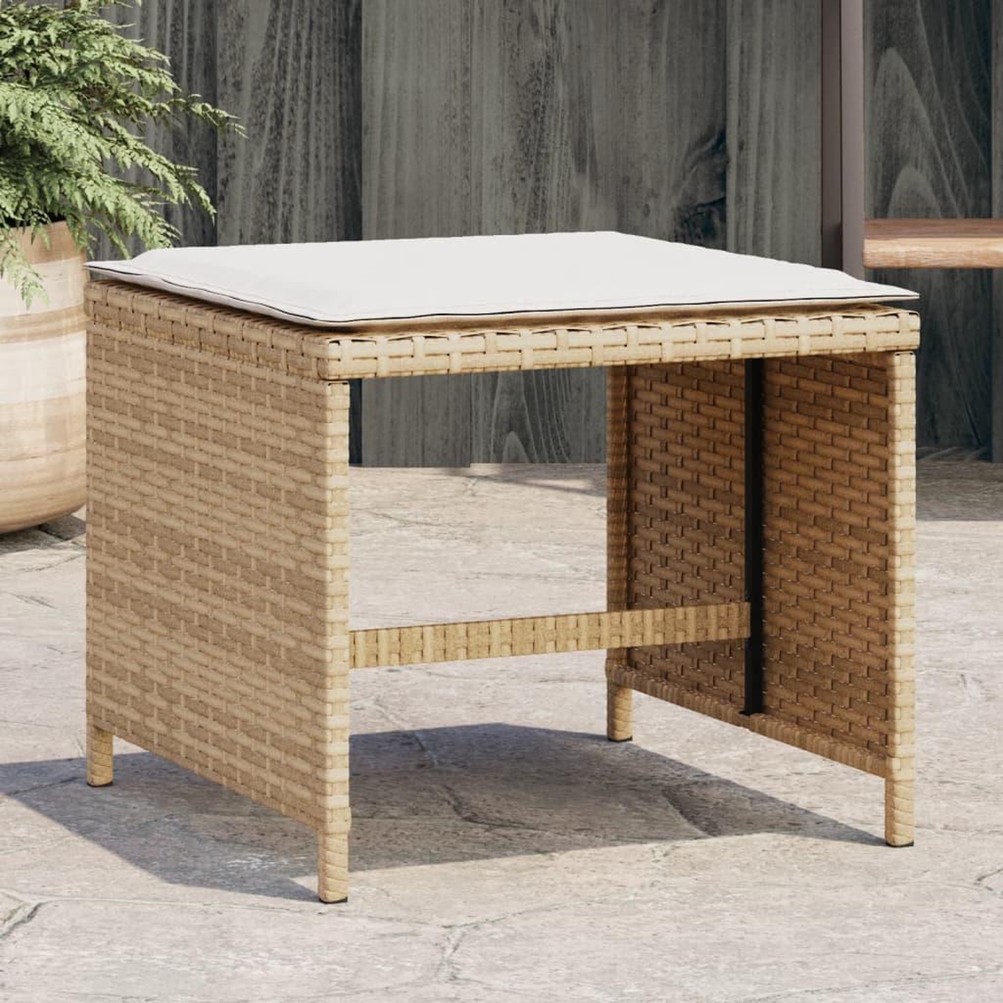 VIDAXL Tabourets de jardin et coussins lot de 4 beige 41x41x36cm rotin