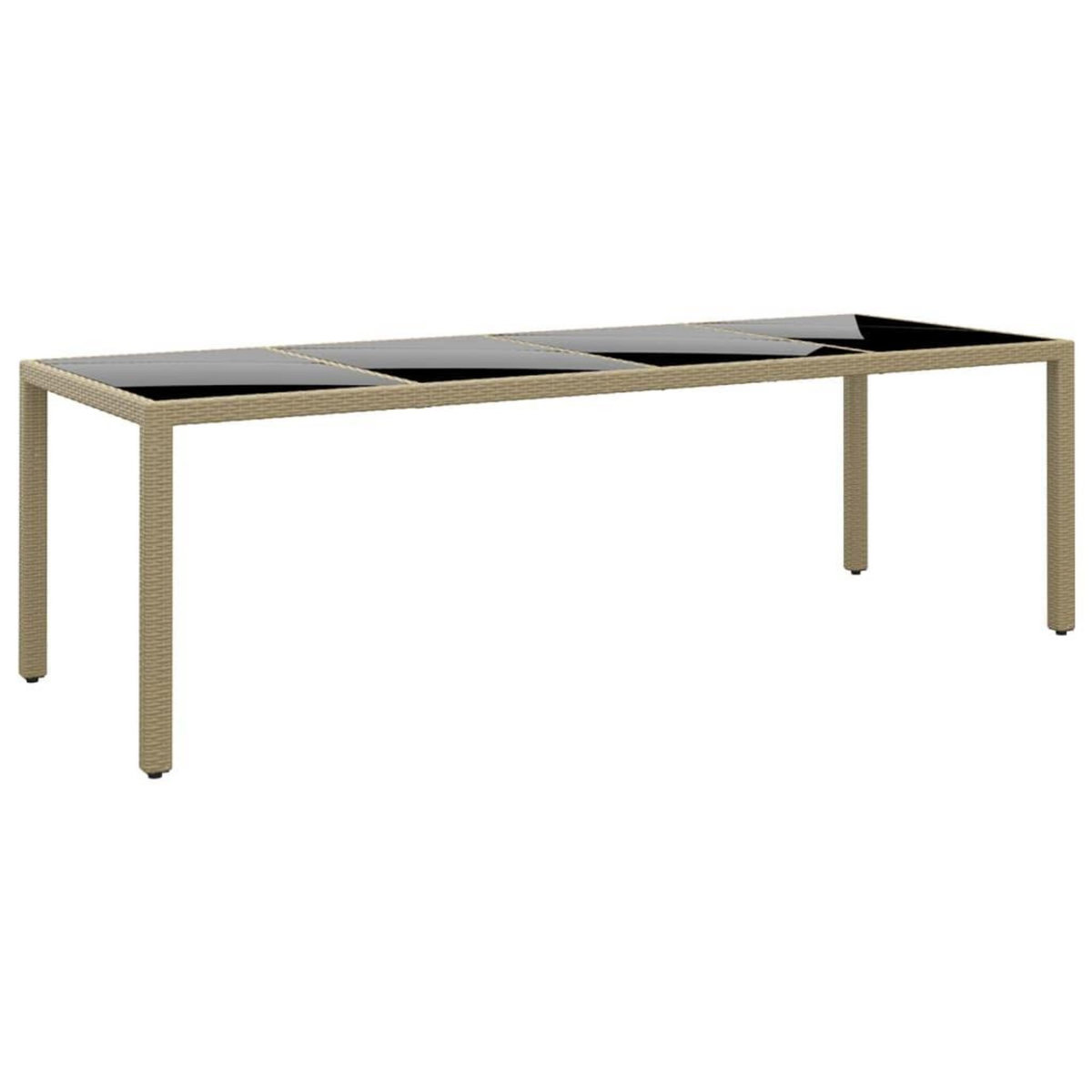 VIDAXL Table de jardin avec dessus en verre beige resine tressee